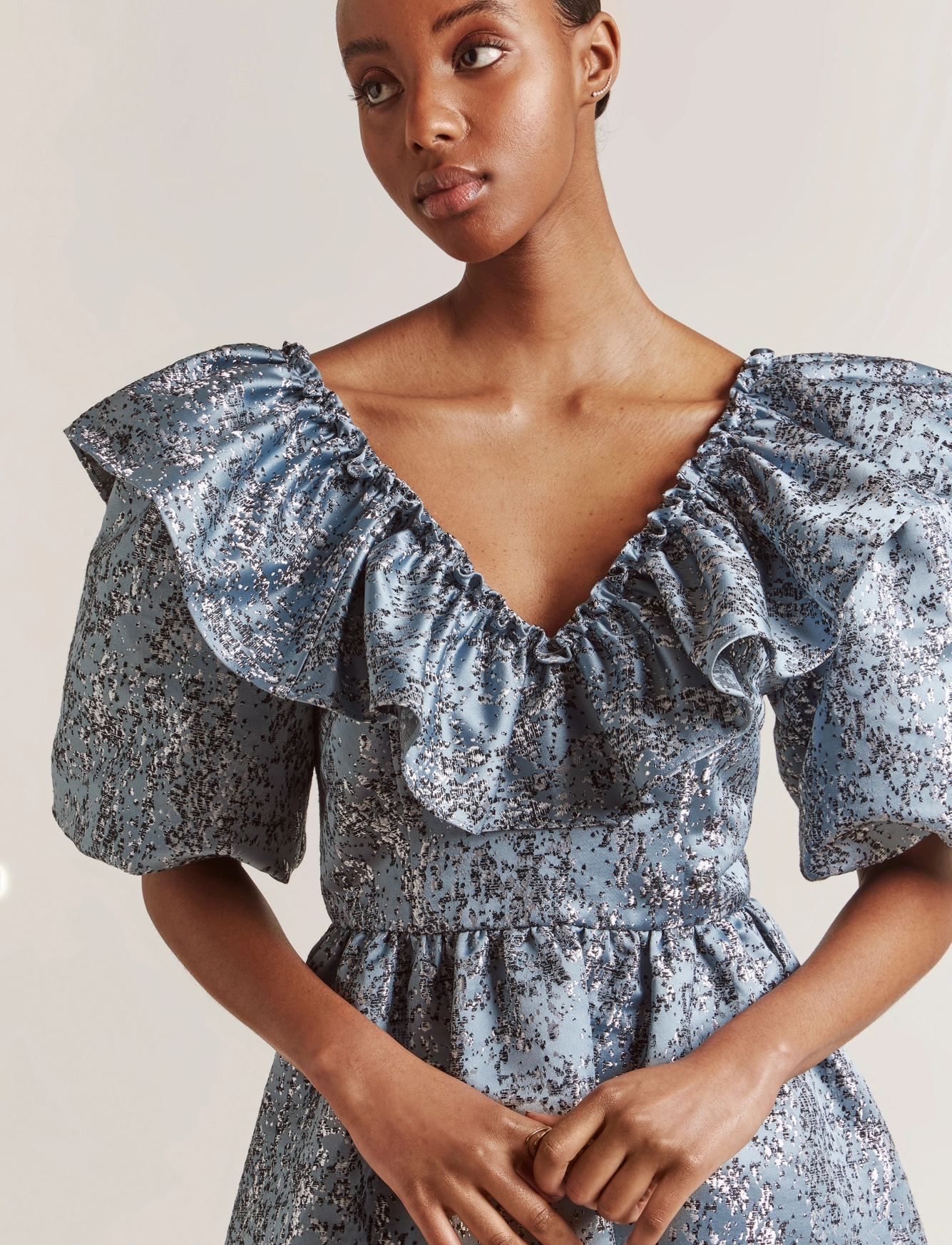 By Malina - Clarisse Dress - dove blue metallic - 4