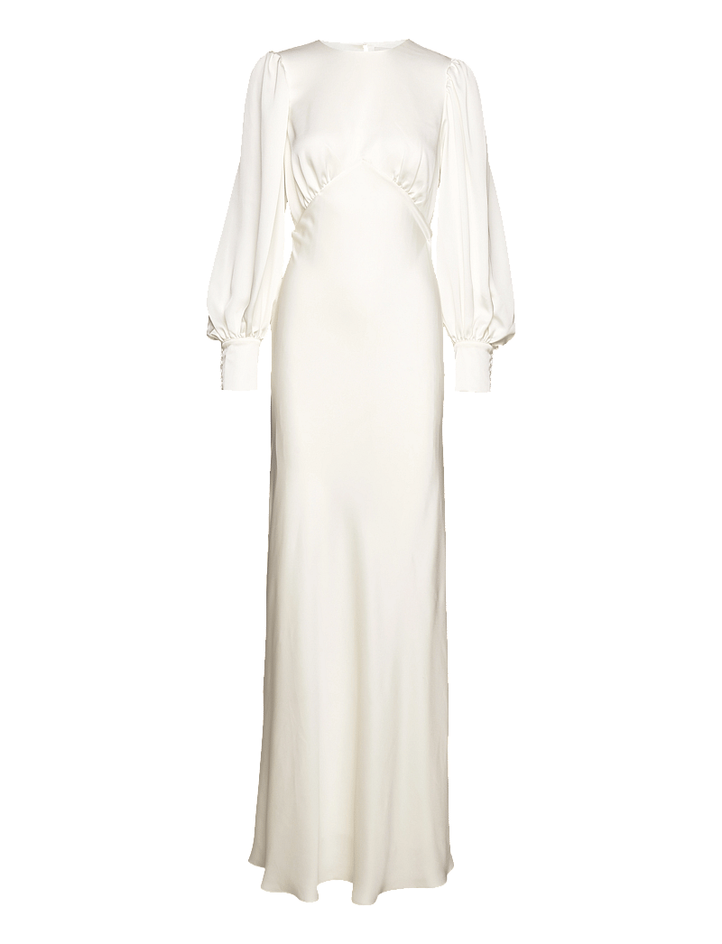 Malina - Mathilde pouf sleeve satin bridal gown - brudekjoler - cream - 1