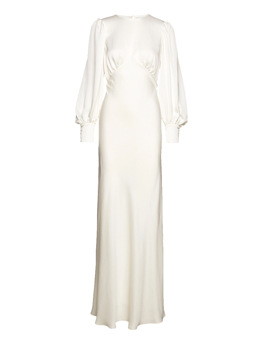 Malina - Mathilde pouf sleeve satin bridal gown - cream - 1