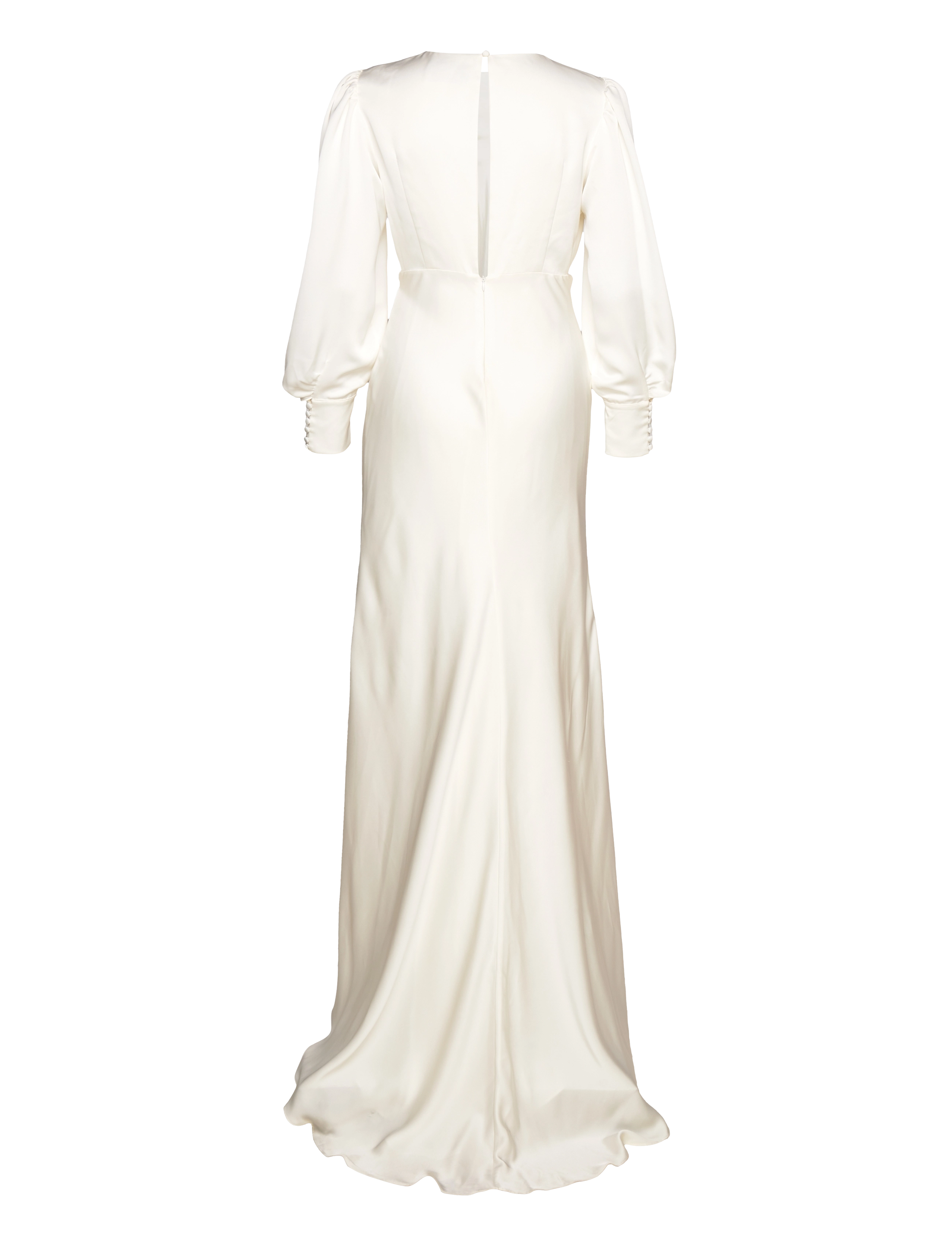 Malina - Mathilde pouf sleeve satin bridal gown - cream - 2