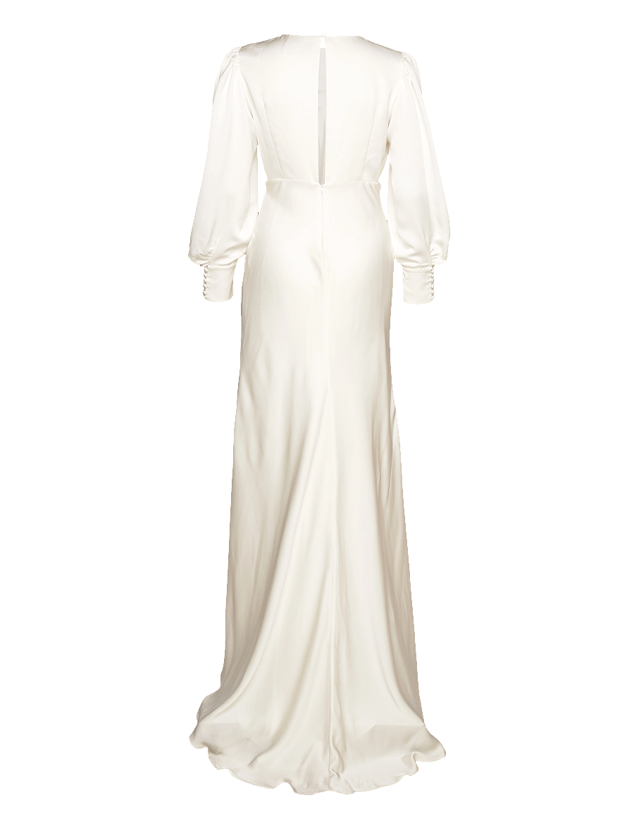 Malina - Mathilde pouf sleeve satin bridal gown - cream - 2