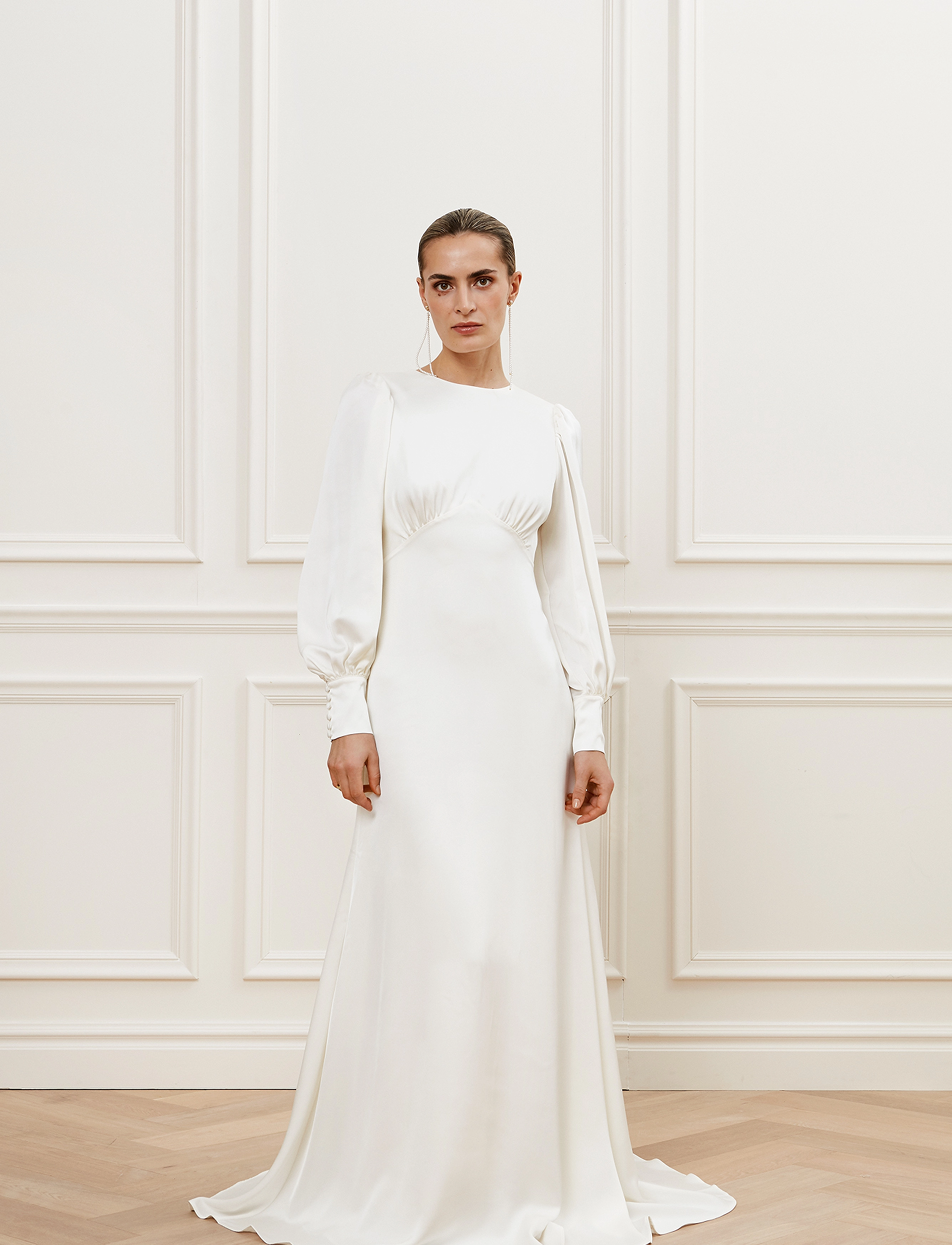 Malina Mathilde pouf sleeve satin bridal gown - Moetrendid - CREAM / cream