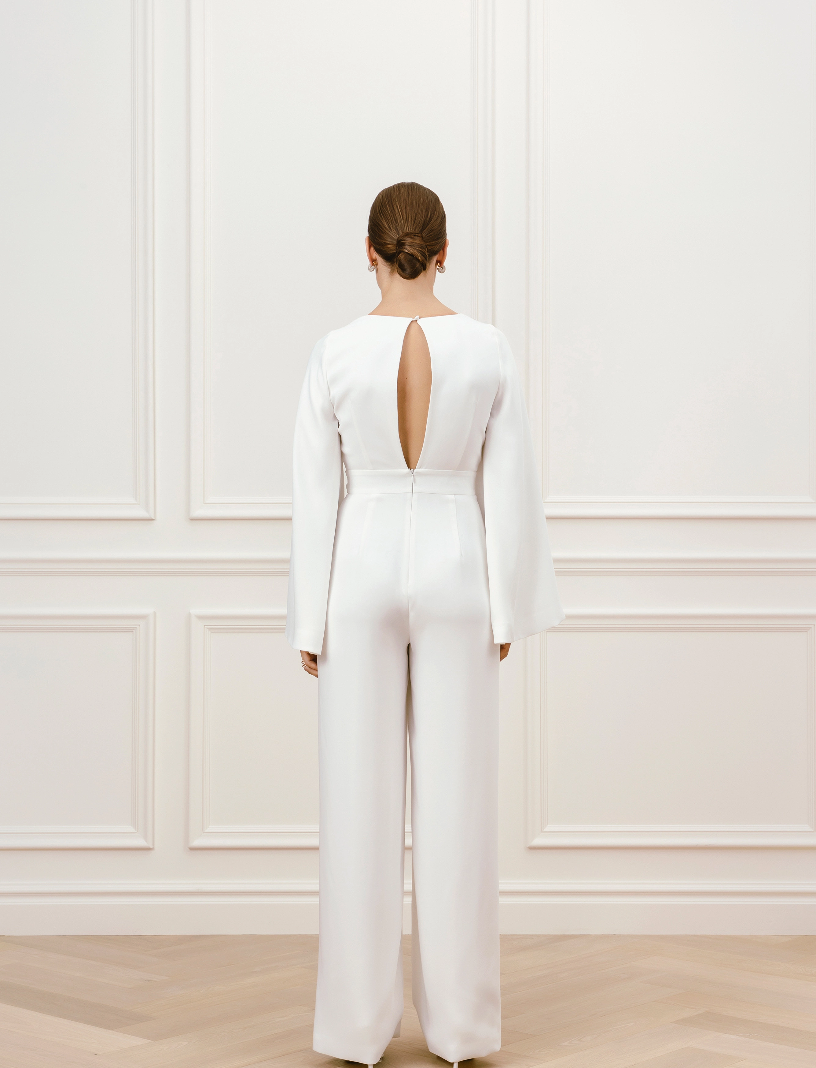 Malina - Ellie belted wide-leg bridal jumpsuit - besondere anlässe - ivory - 3