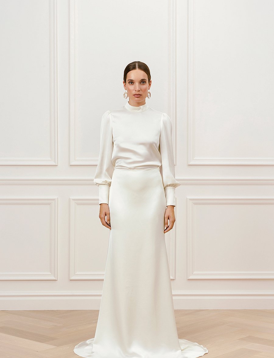 Malina - Theodora high waist maxi skirt - cream - 0