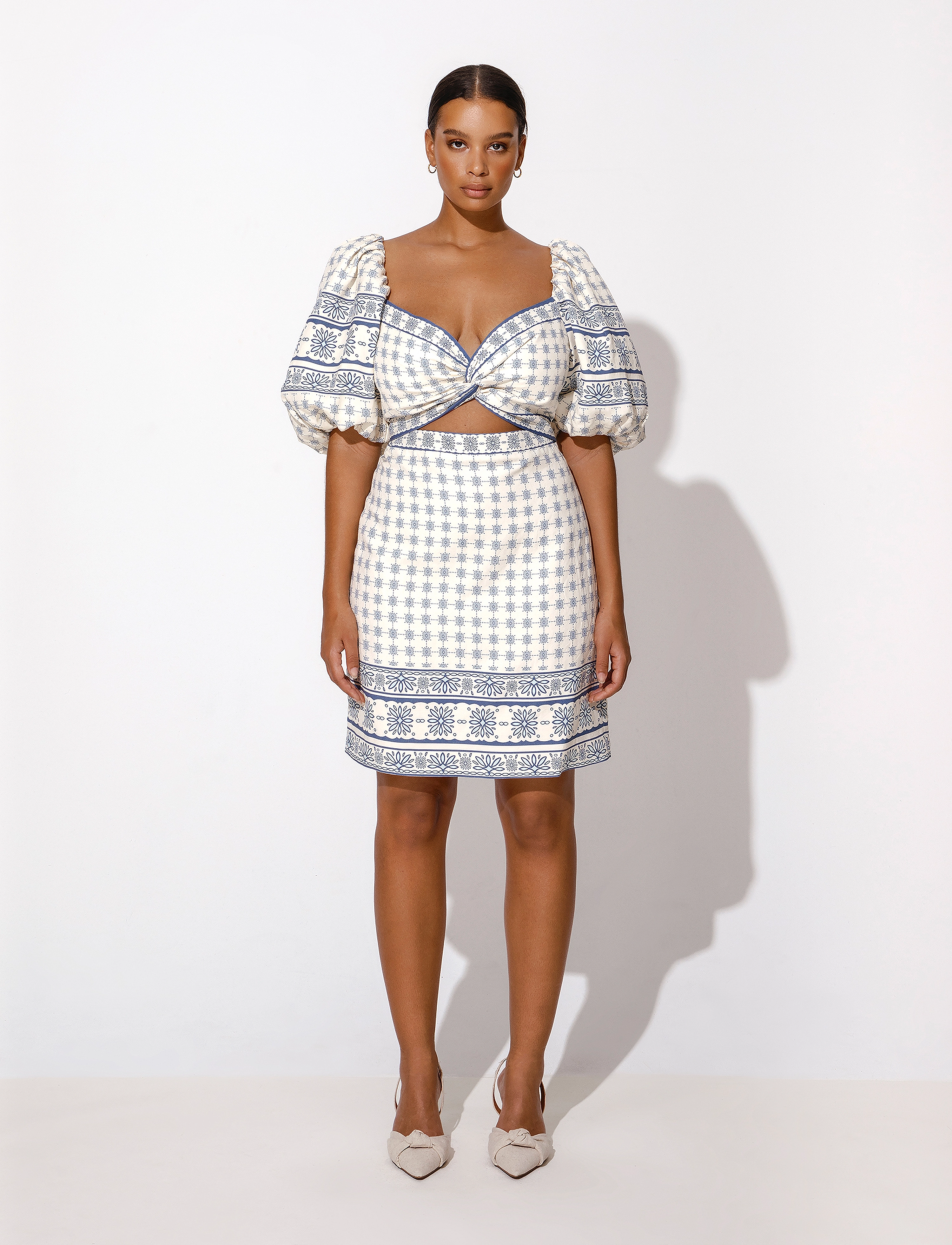 Malina June Dress - Party Dresses - FRENCH DITSY BLUE / white