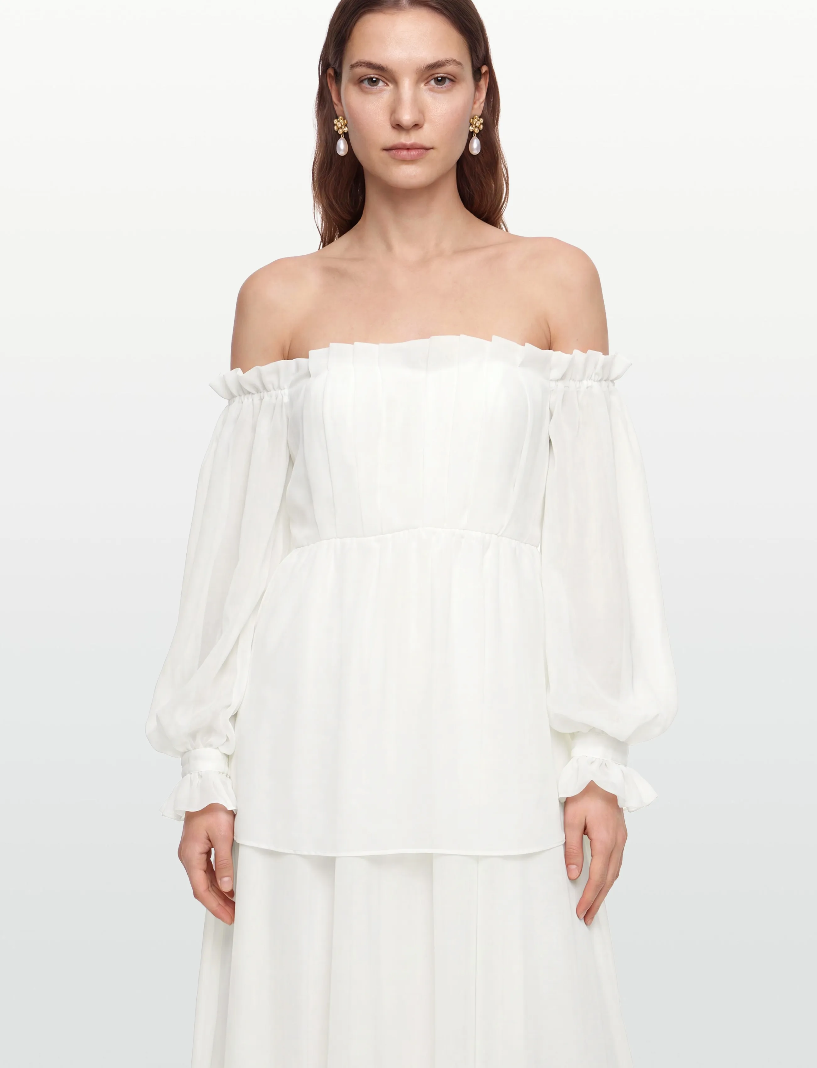 Malina - Amelia off-the-shoulder organza bridal gown - abendkleider - ivory - 3