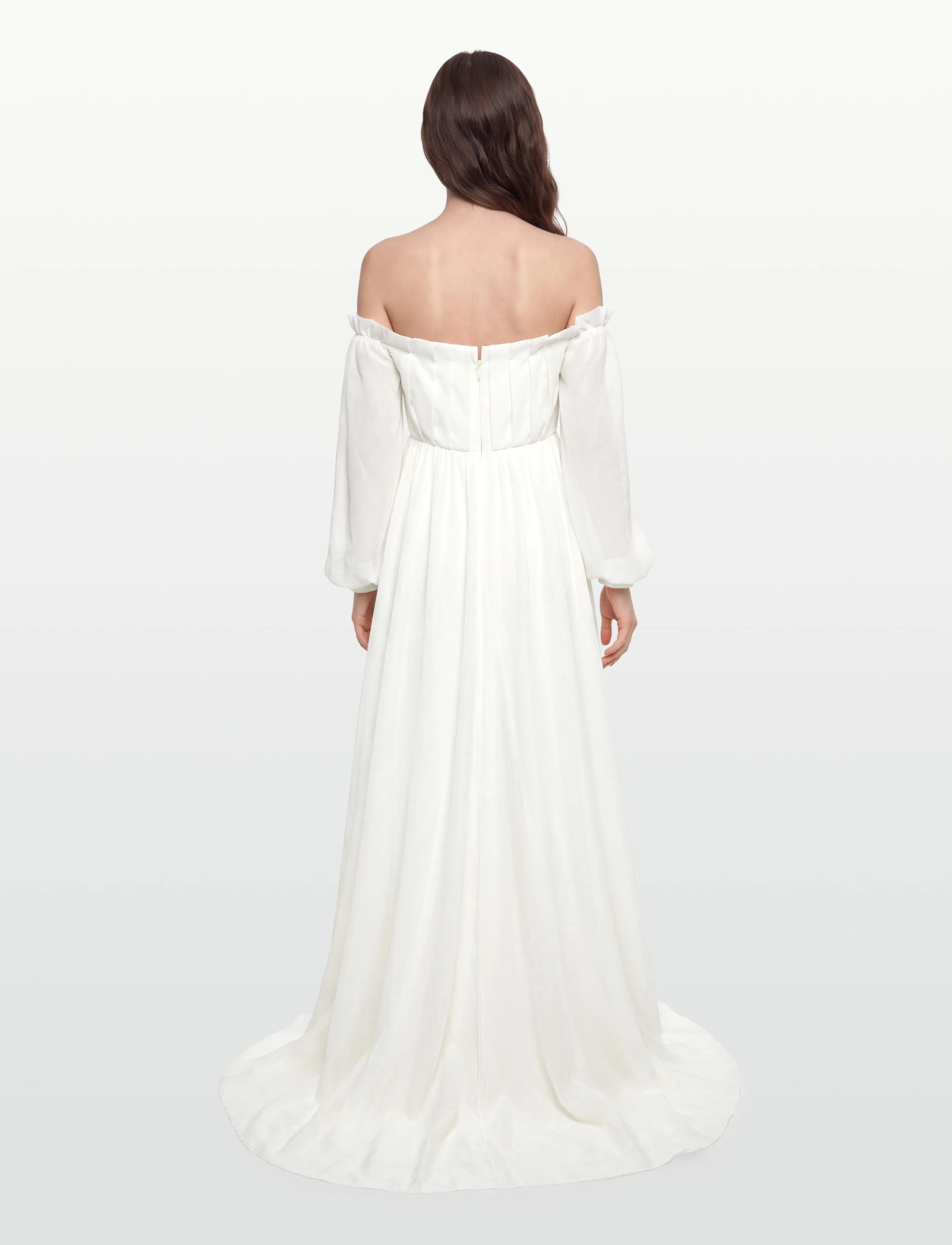 Malina - Amelia off-the-shoulder organza bridal gown - abendkleider - ivory - 4