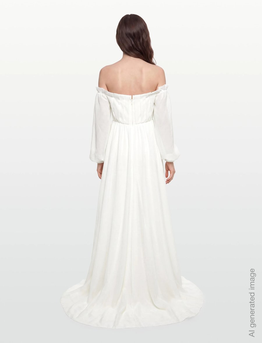 Malina - Amelia off-the-shoulder organza bridal gown - Õhtukleidid - ivory - 4
