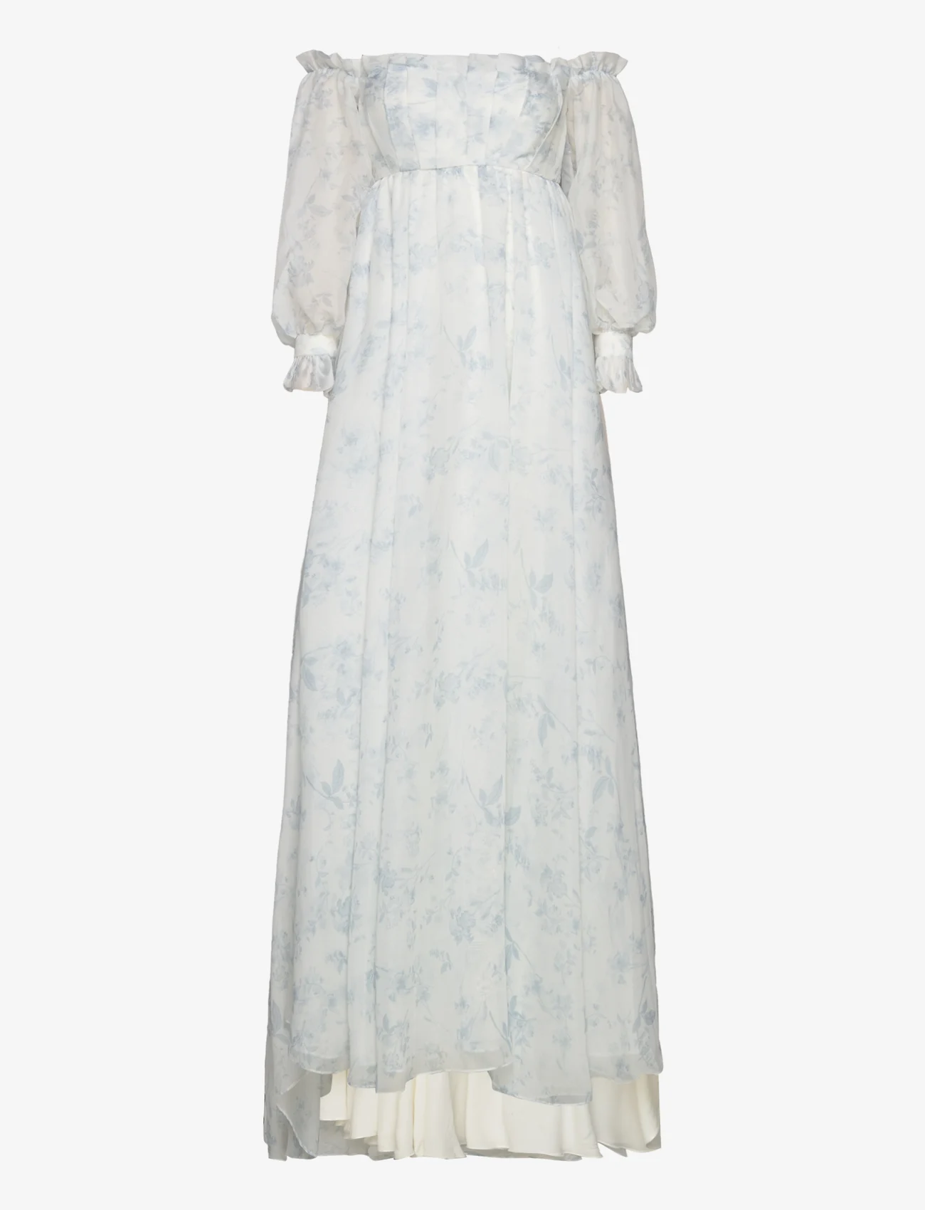Malina - Amelia off-the-shoulder organza bridal gown - festkläder till outletpriser - soft floral ivory - 0