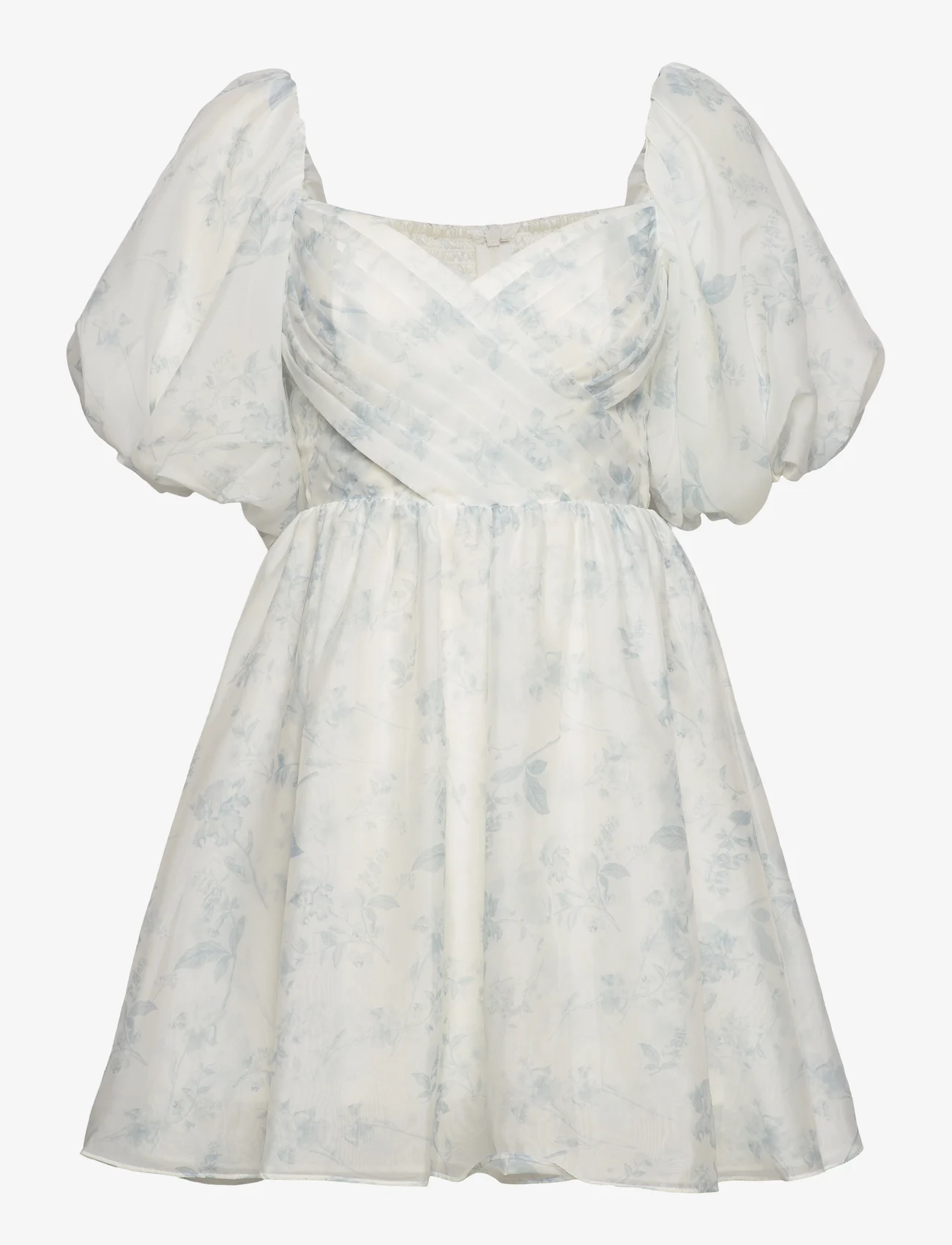 Malina - Clara off-the-shoulder printed mini dres - odzież imprezowa w cenach outletowych - soft floral ivory - 0