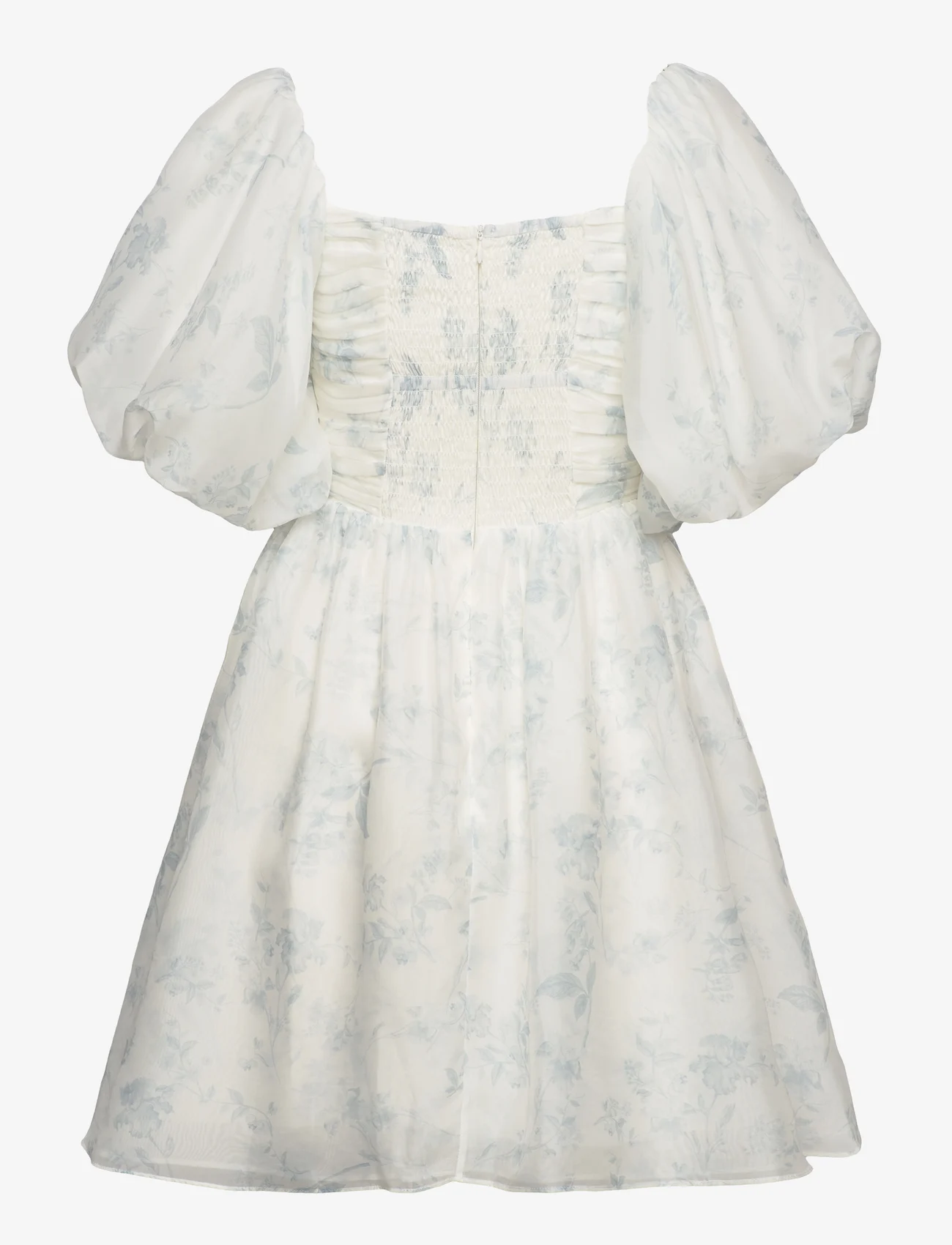 Malina - Clara off-the-shoulder printed mini dres - odzież imprezowa w cenach outletowych - soft floral ivory - 1