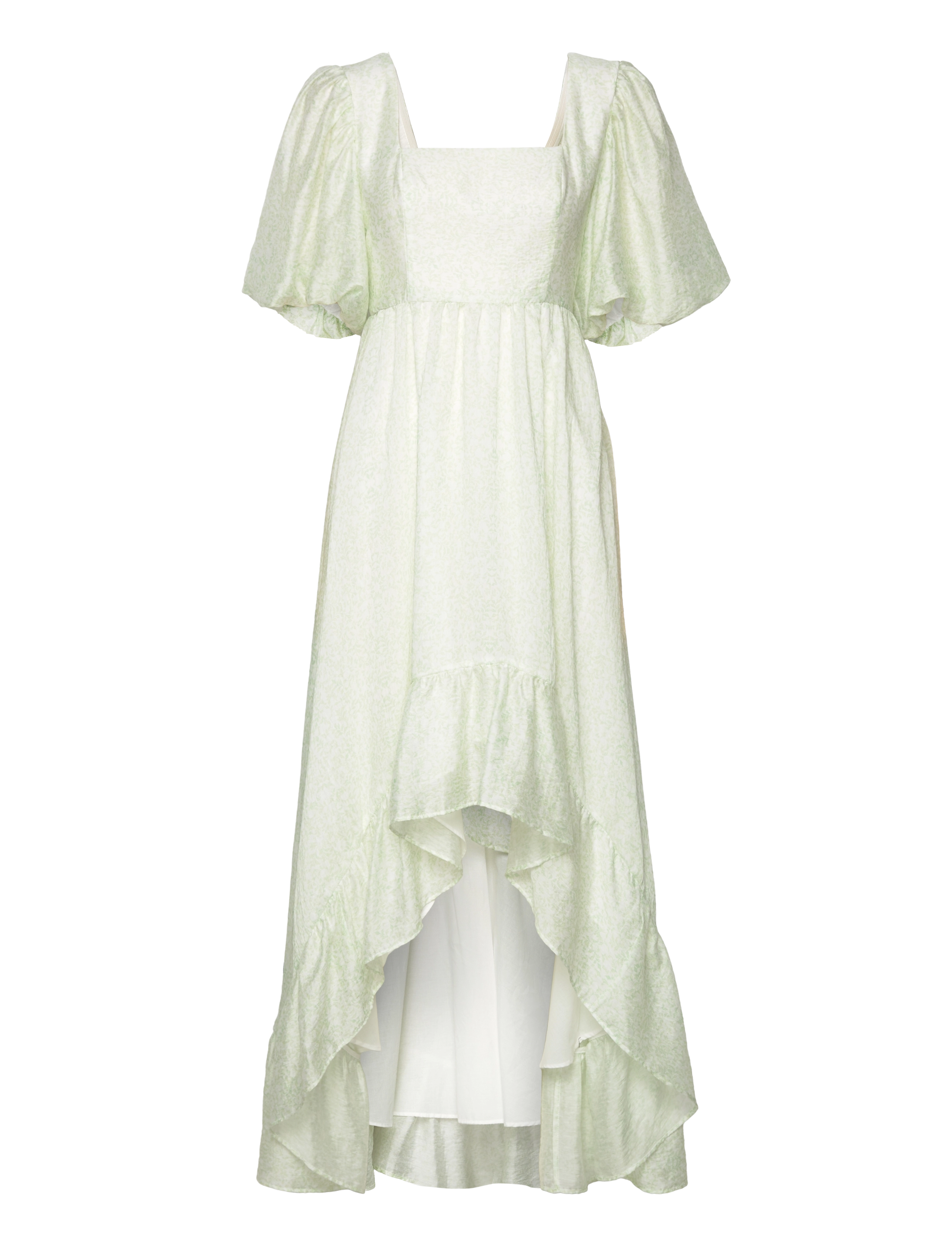 Malina - Amina pouf sleeve frill maxi dress - floral mist mint - 1