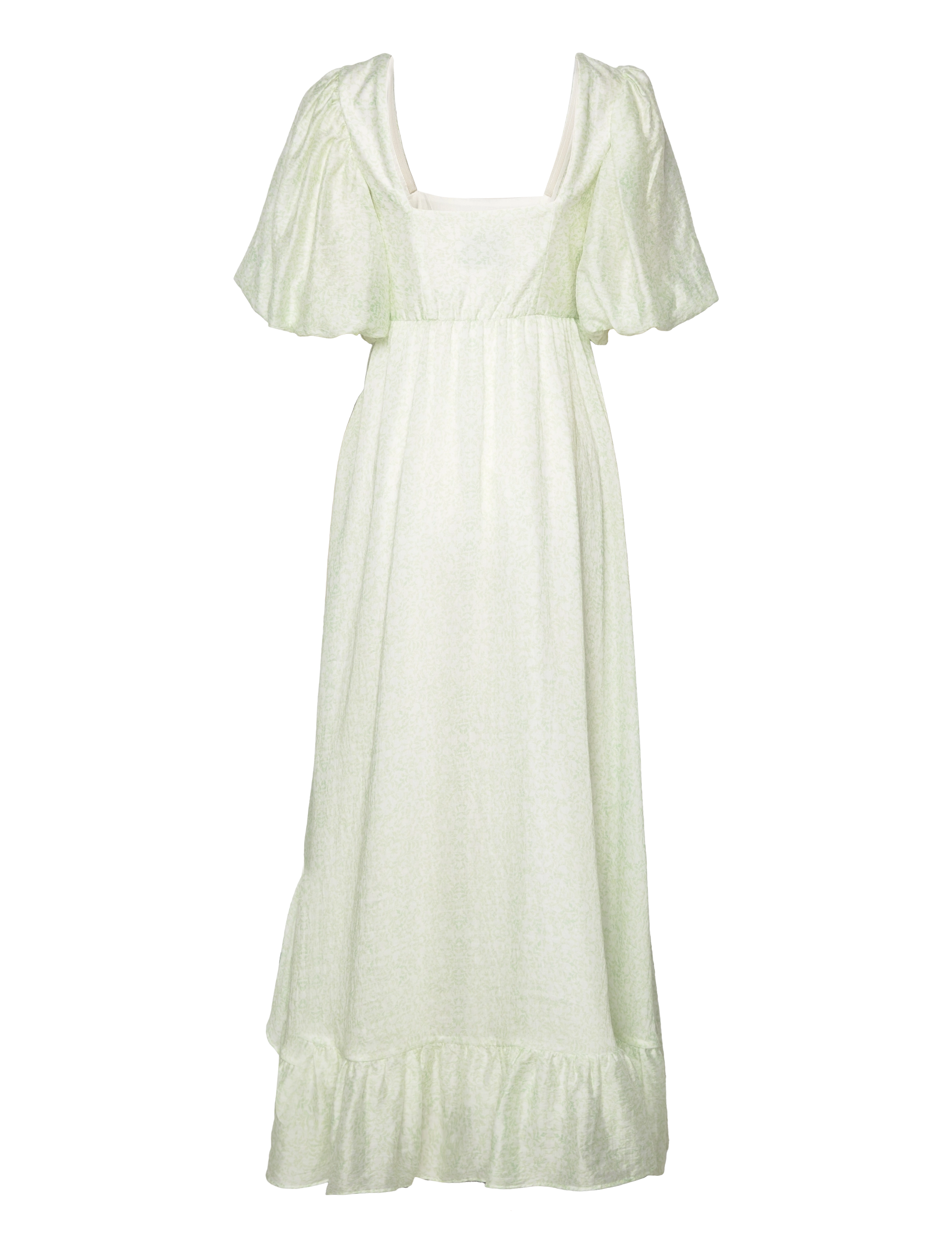 Malina - Amina pouf sleeve frill maxi dress - floral mist mint - 2