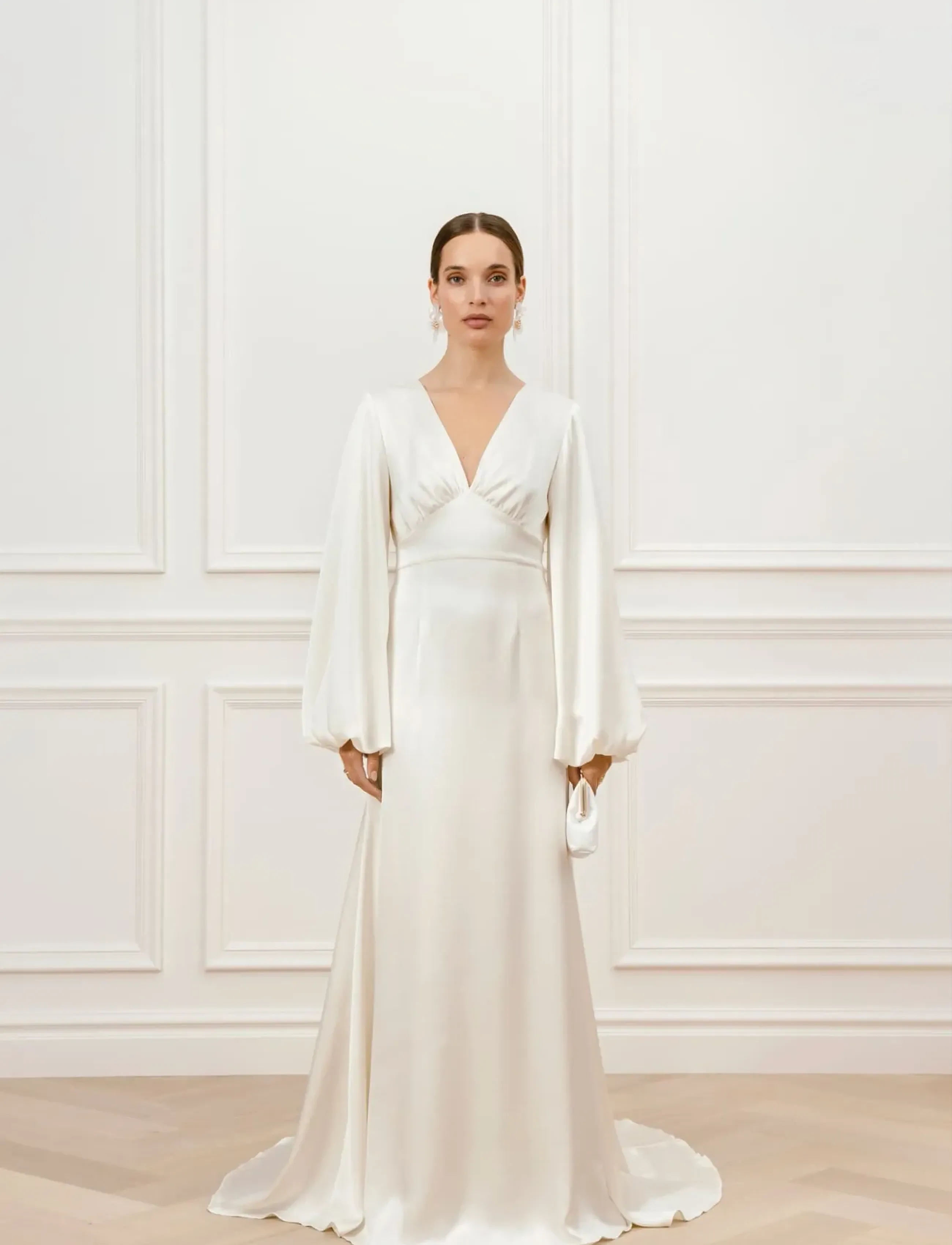 Malina Addie balloon sleeve v-neck bridal gown - Kleider - CREAM / cream