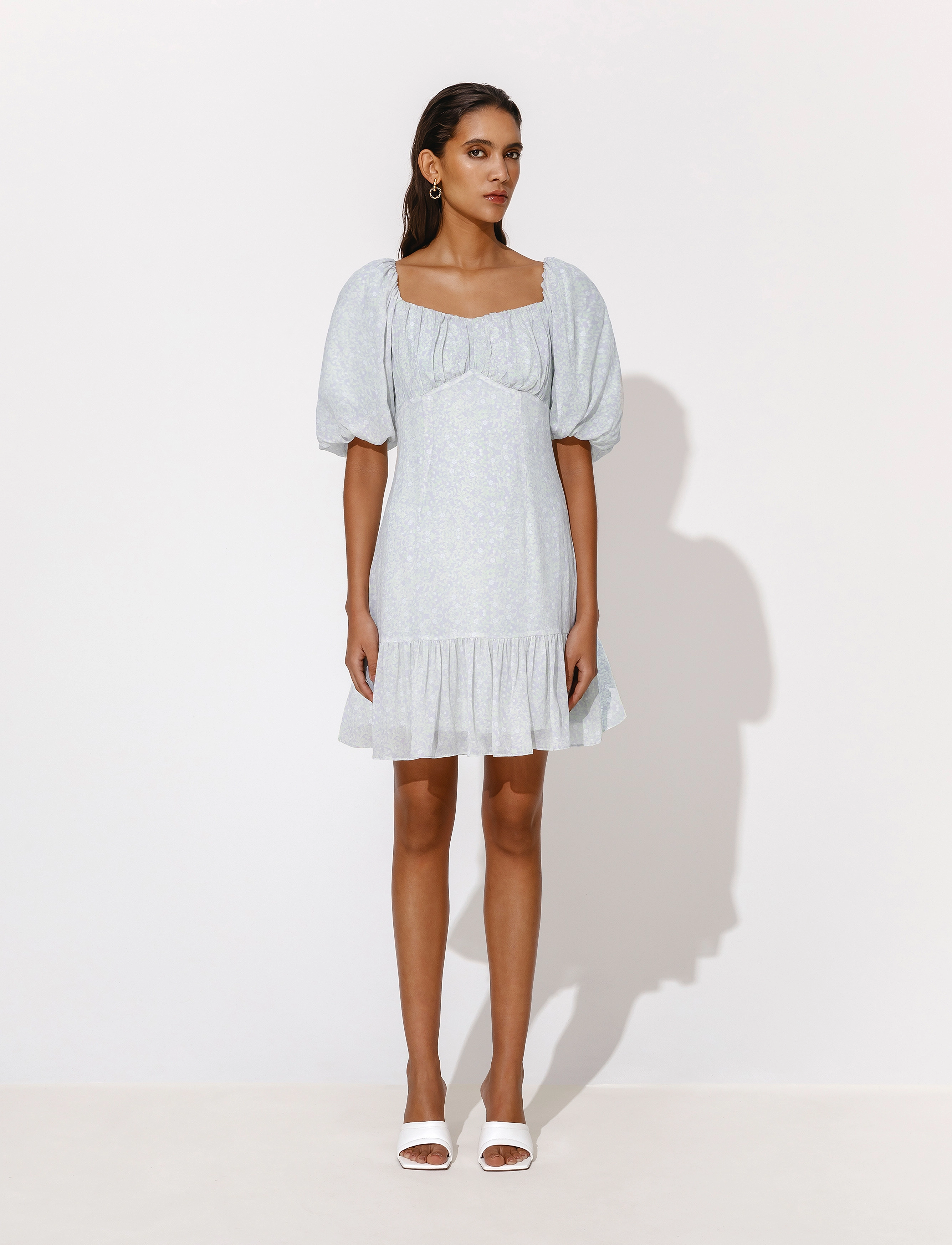 Malina Adeline Draped Mini Dress, XS, Grey, Kjoler > Kort Kjole, Dame