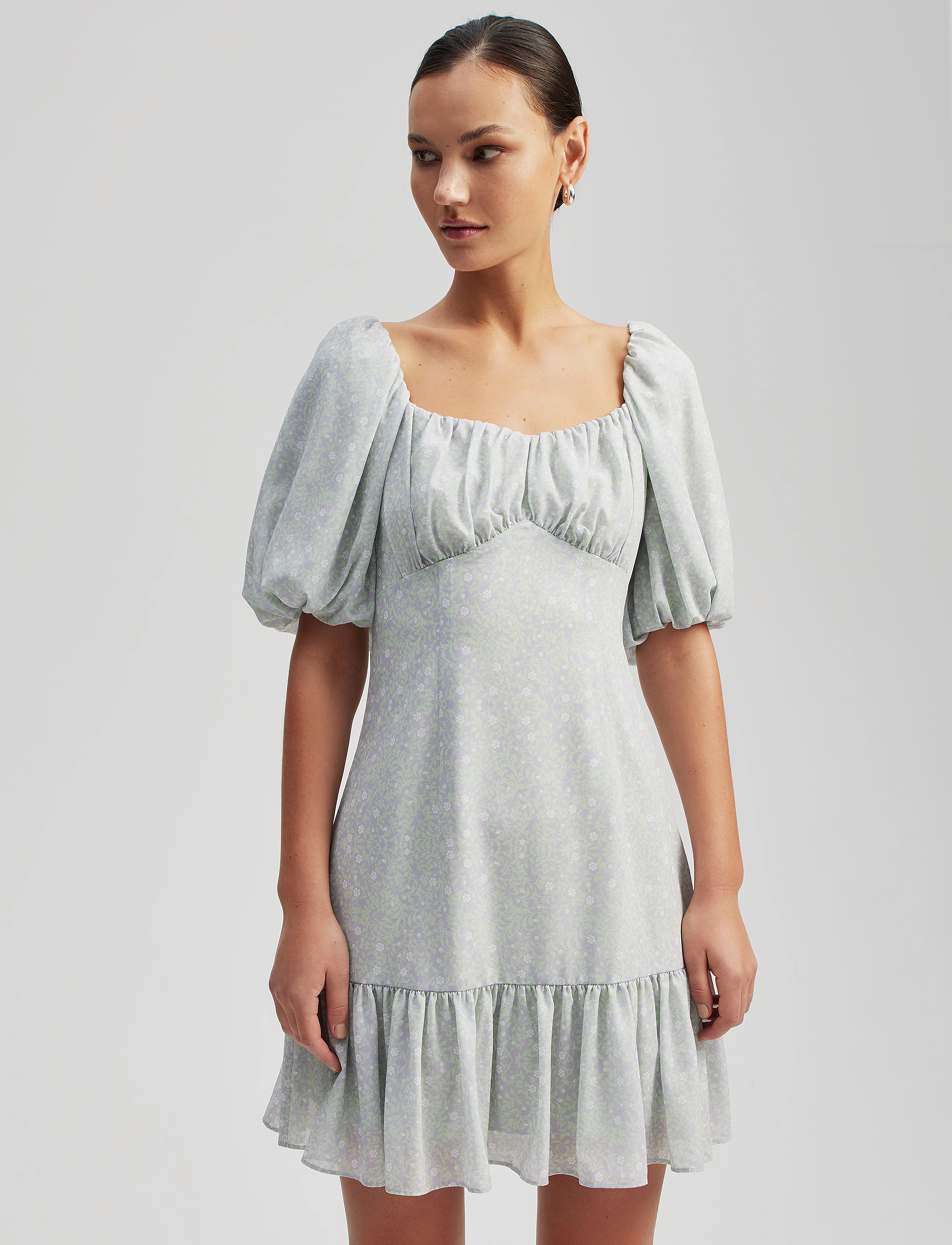 Malina - Adeline draped mini dress - floral mist violet - 3