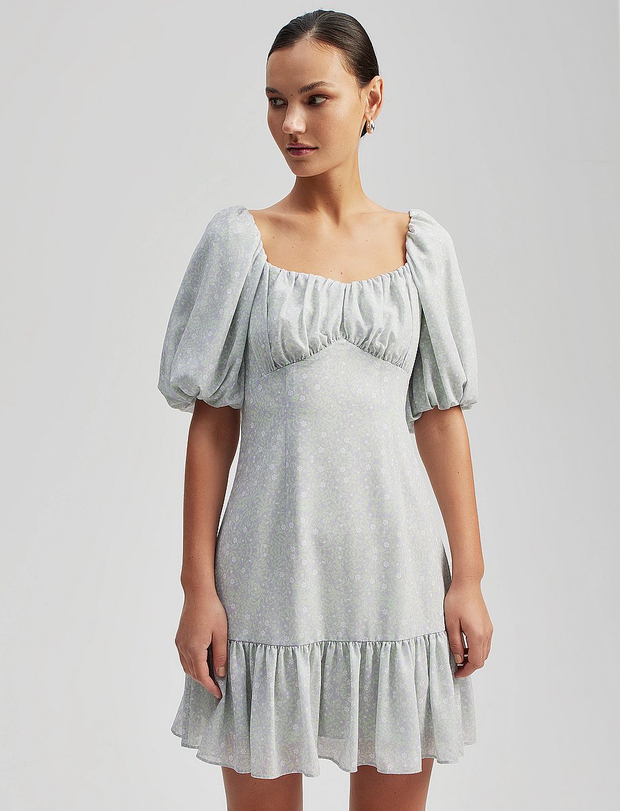 Malina - Adeline draped mini dress - floral mist violet - 3