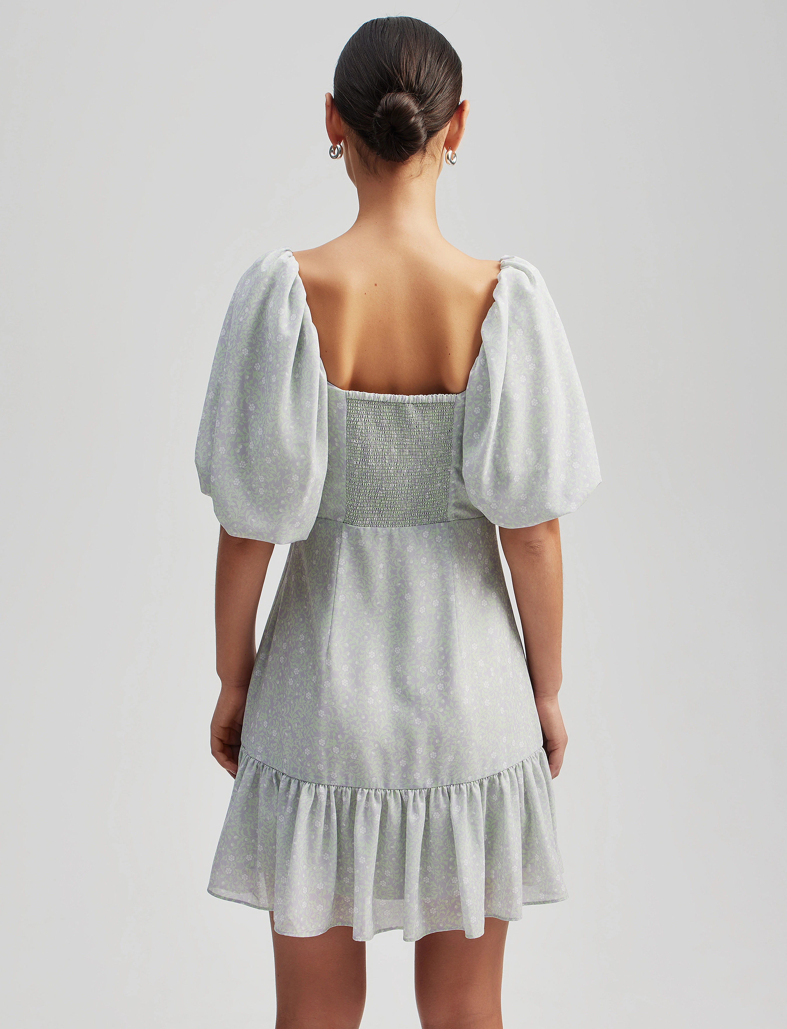 Malina - Adeline draped mini dress - floral mist violet - 4