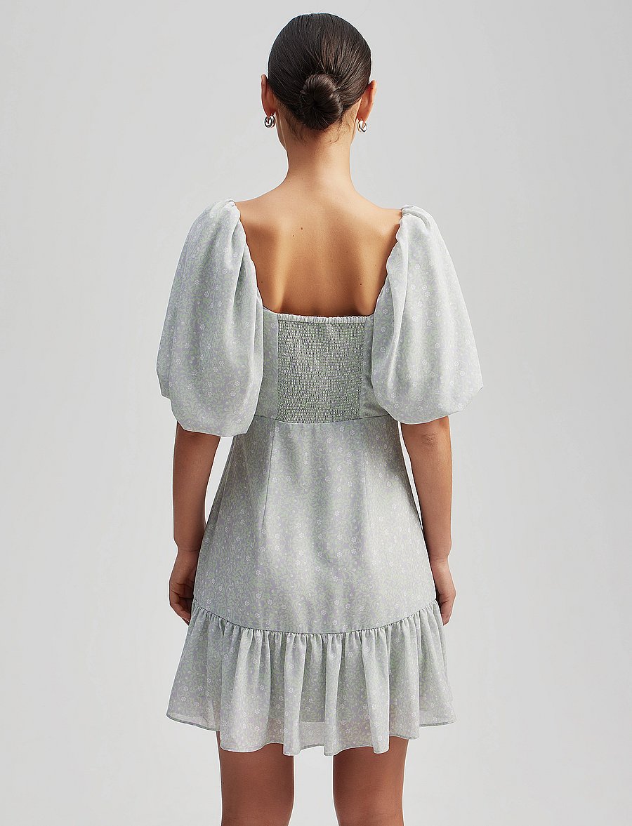Malina - Adeline draped mini dress - floral mist violet - 4