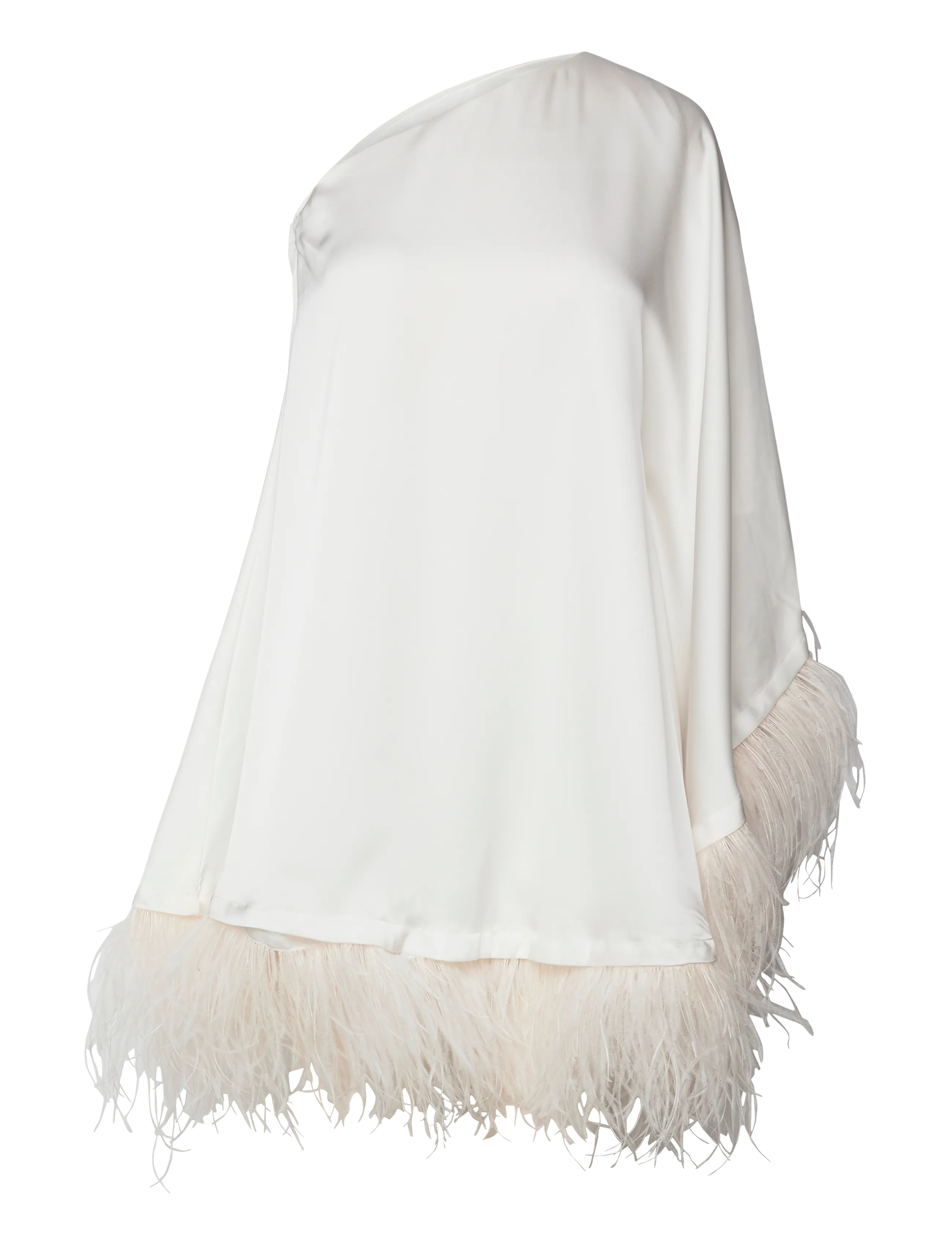 Malina Andrea One Shoulder Feather Mini Dress, XXS, Dresses, Creme - Short Frauen