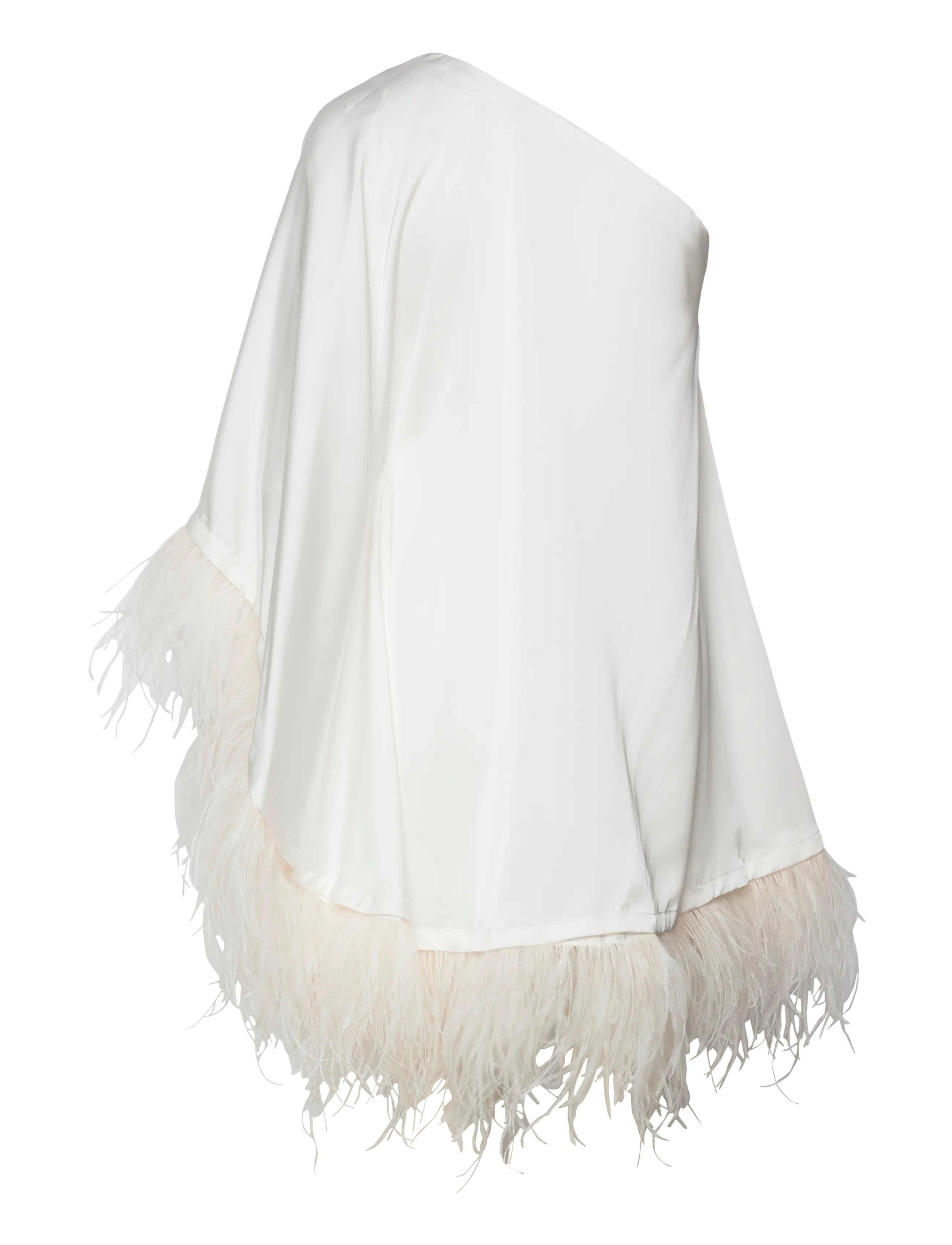 Malina - Andrea one shoulder feather mini dress - ivory - 1