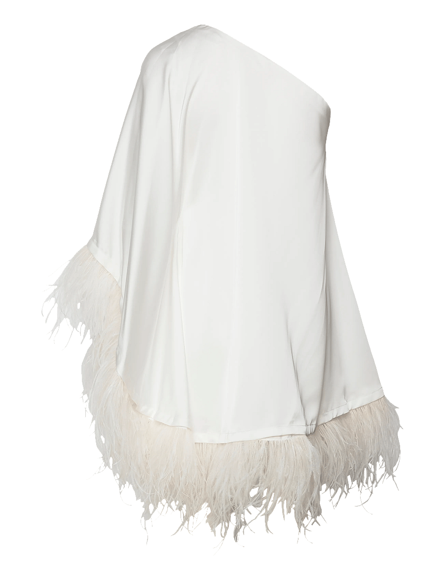 Malina - Andrea one shoulder feather mini dress - ivory - 1