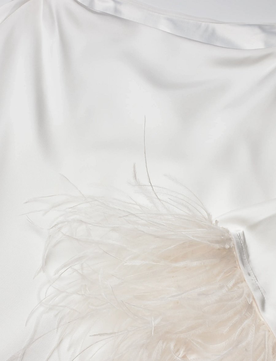 Malina - Andrea one shoulder feather mini dress - ivory - 2