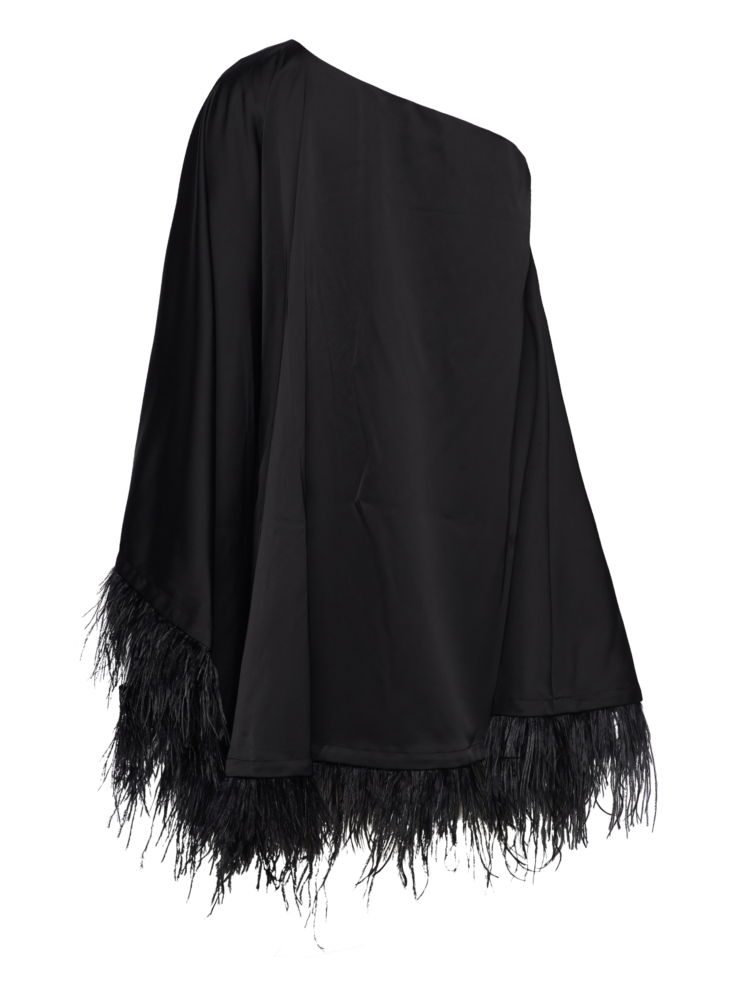 Malina - Andrea one-shoulder feather mini dress - black - 1