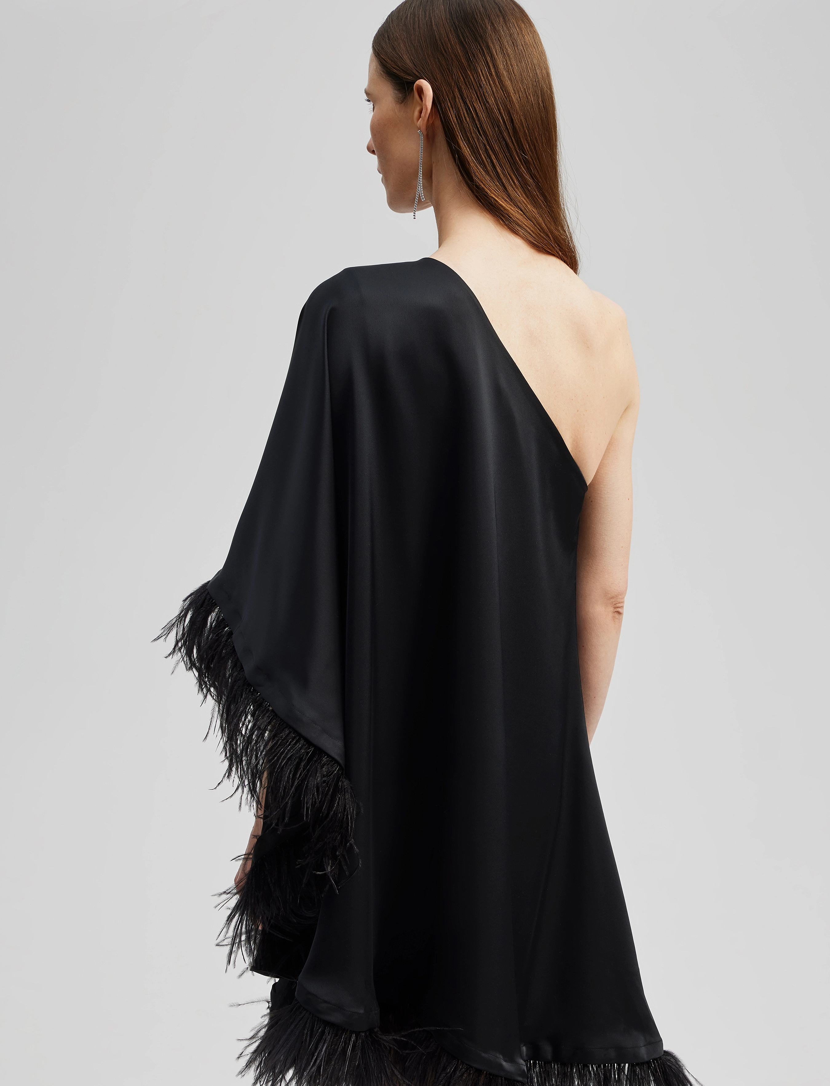 Malina - Andrea one-shoulder feather mini dress - black - 3
