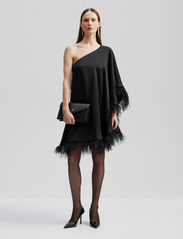 Malina - Andrea one-shoulder feather mini dress - black - 5