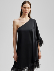 Malina - Andrea one-shoulder feather mini dress - black - 6