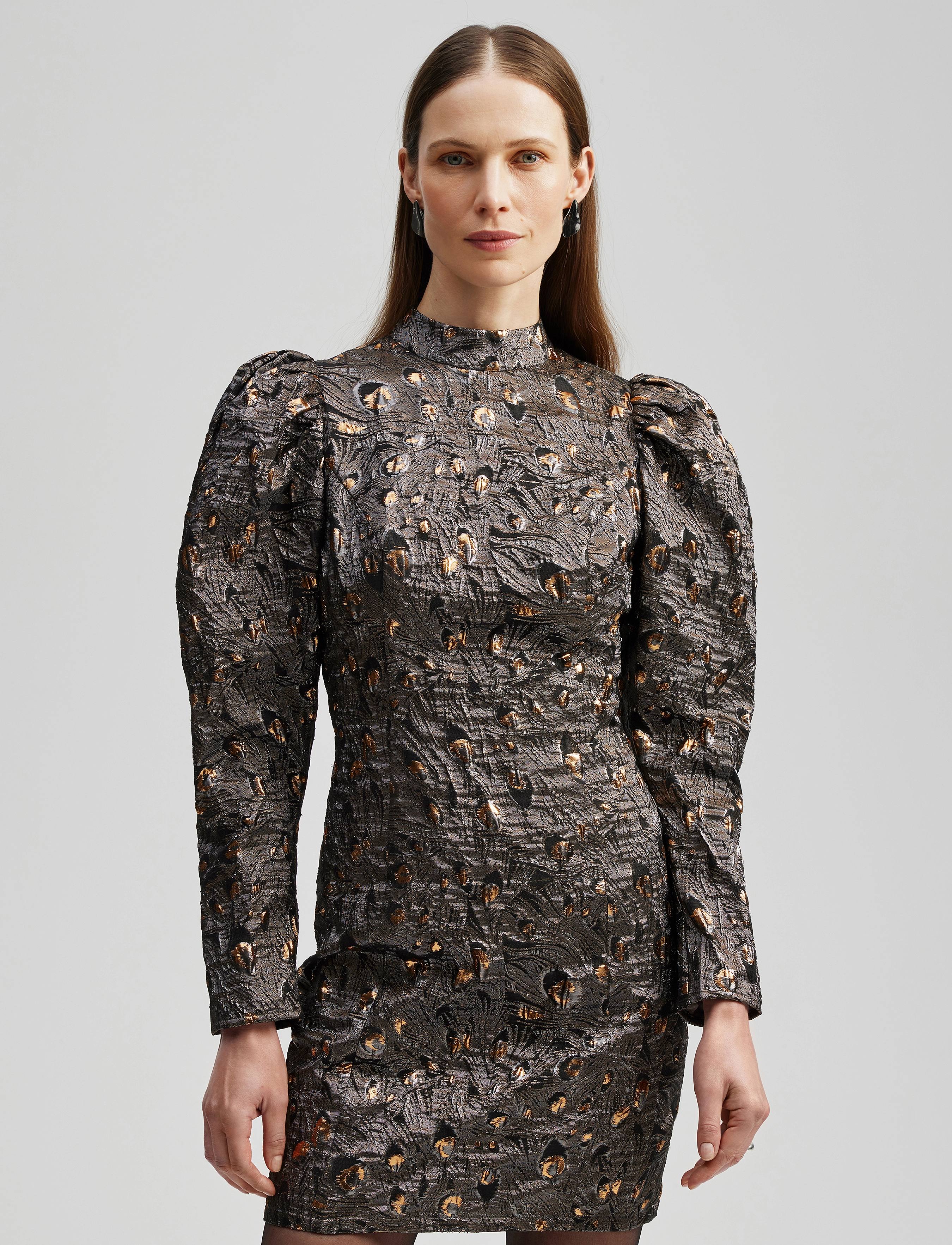 Malina - Catalina polo neck mini dress - festmode zu outlet-preisen - metallic smoke - 4