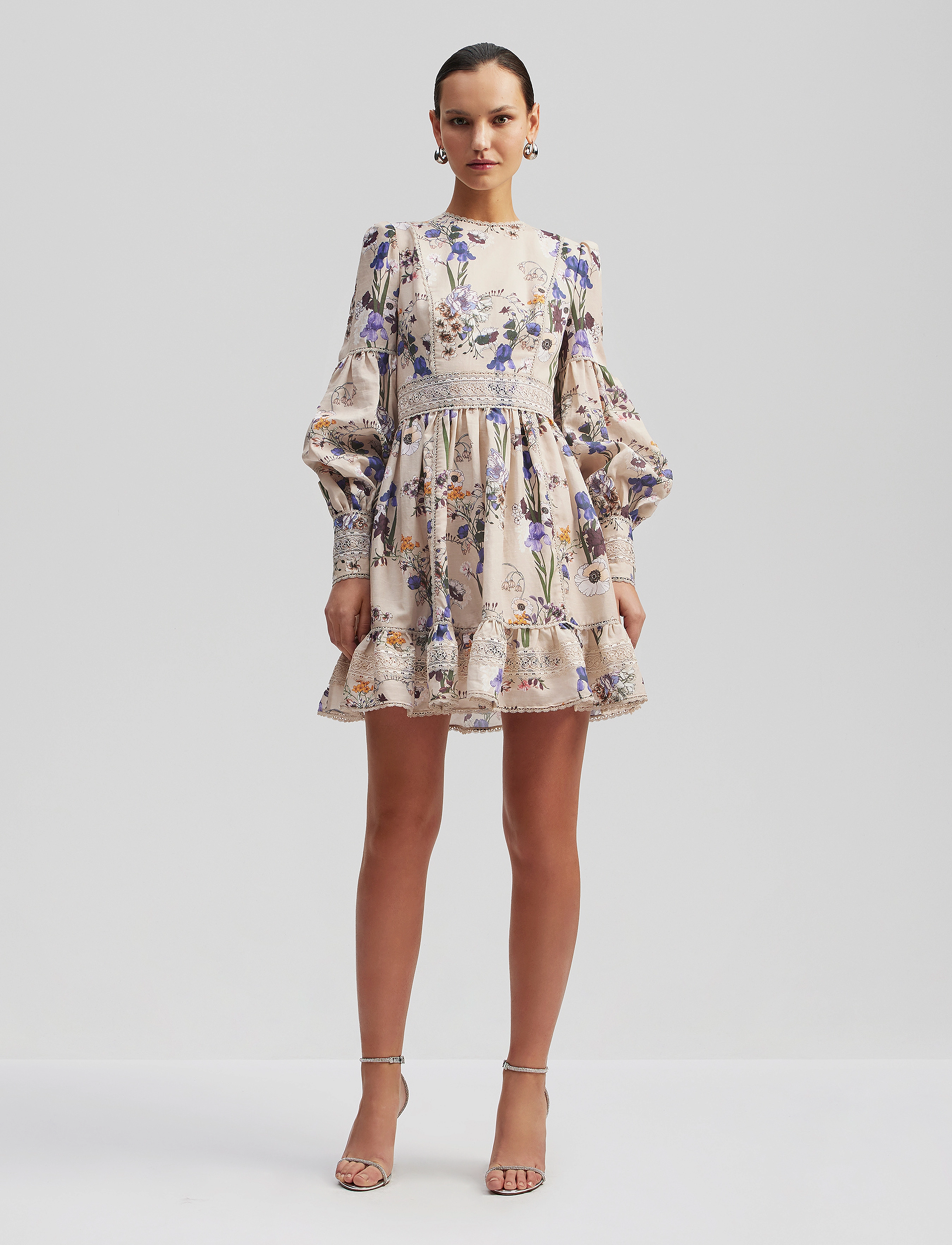 Malina Taylor silk blend detailed mini dress - Mekot - FALL BLOOMS / pink/rose