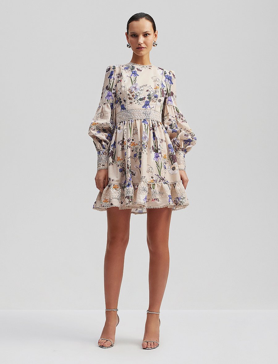 Malina - Taylor silk blend detailed mini dress - sommerkleider - fall blooms - 0