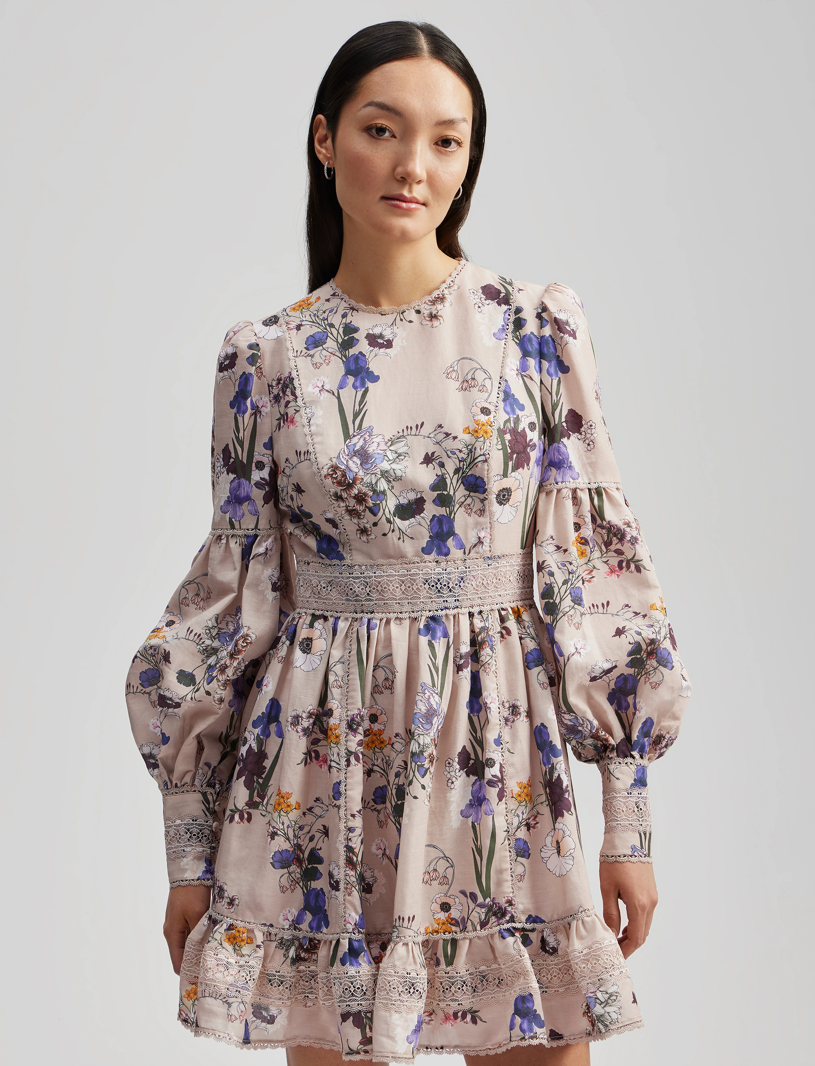 Malina - Taylor silk blend detailed mini dress - sommerkjoler - fall blooms - 4
