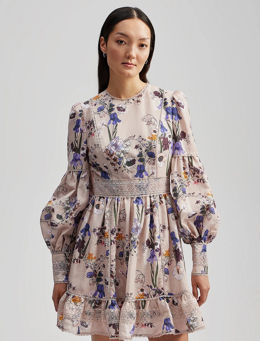 Malina - Taylor silk blend detailed mini dress - sommerkleider - fall blooms - 4