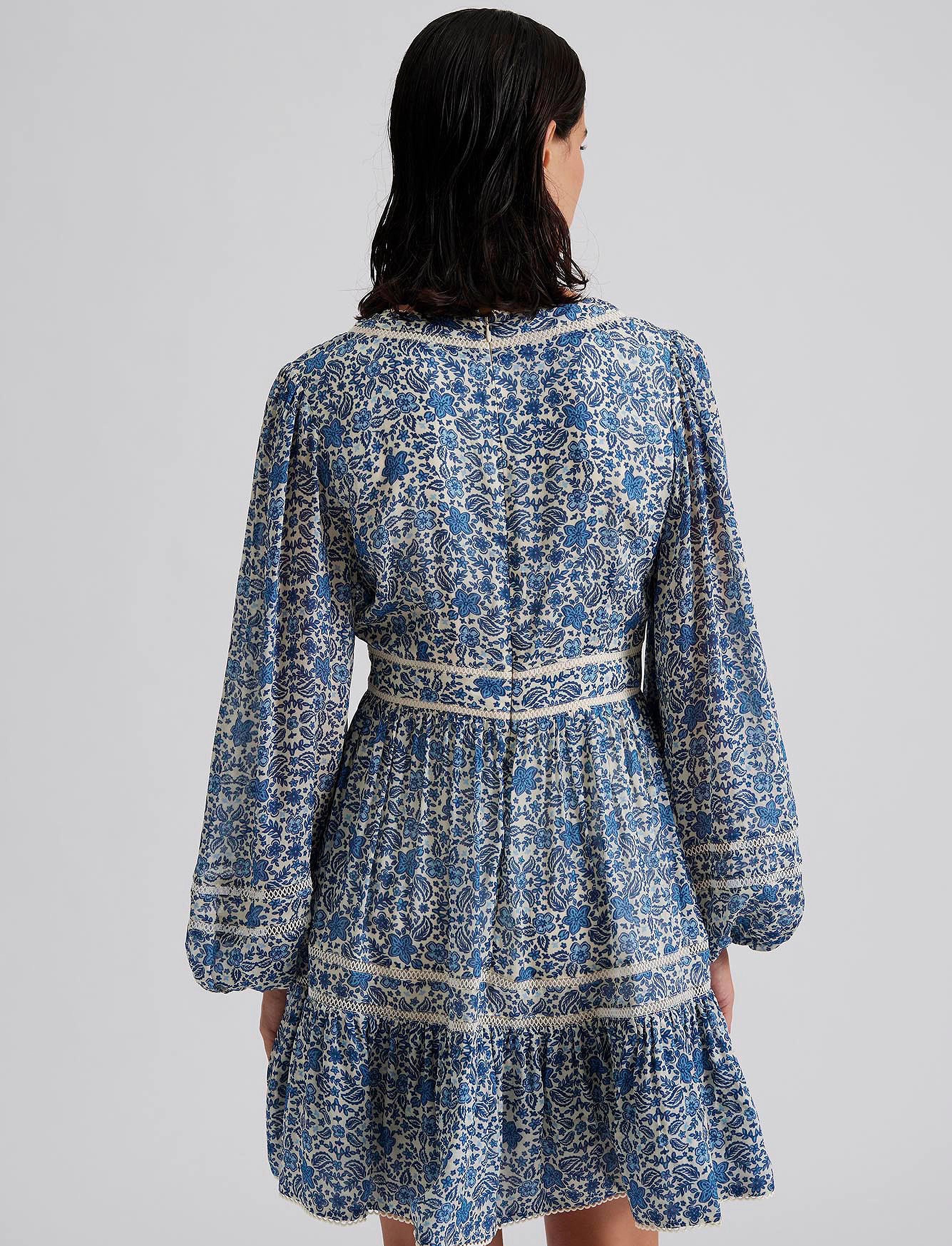 Malina - Ariella printed ruffled mini dress - coastal florals - 3
