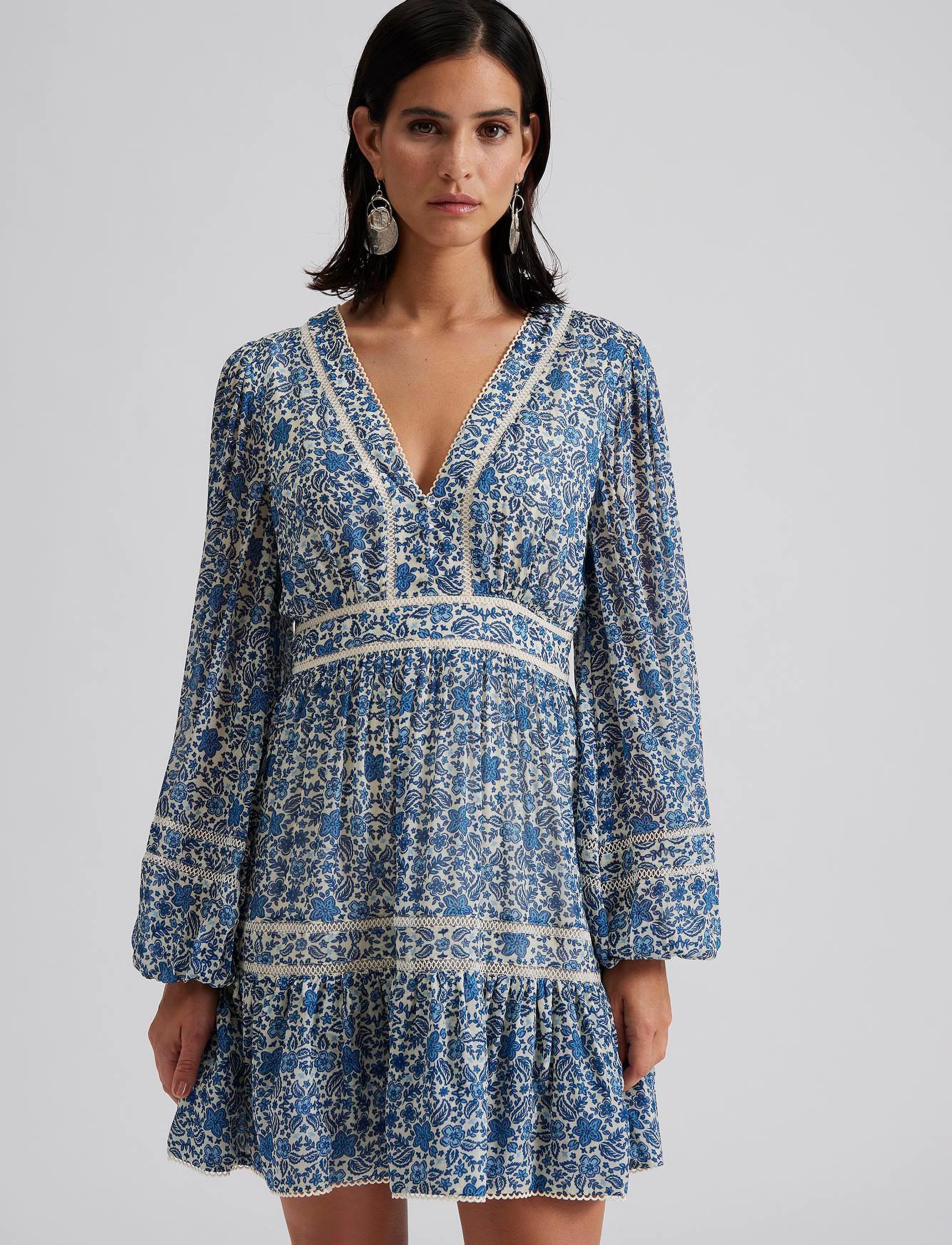 Malina - Ariella printed ruffled mini dress - coastal florals - 5