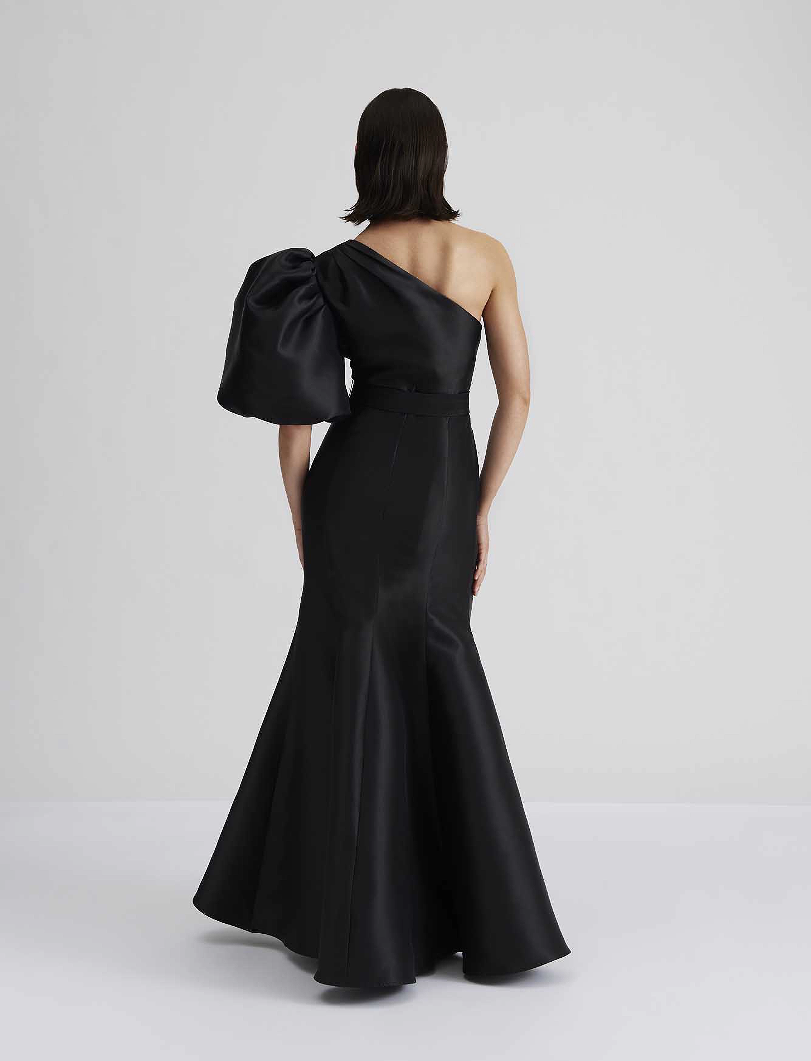 Malina - Alaia one shoulder mermaid maxi dress - black - 3