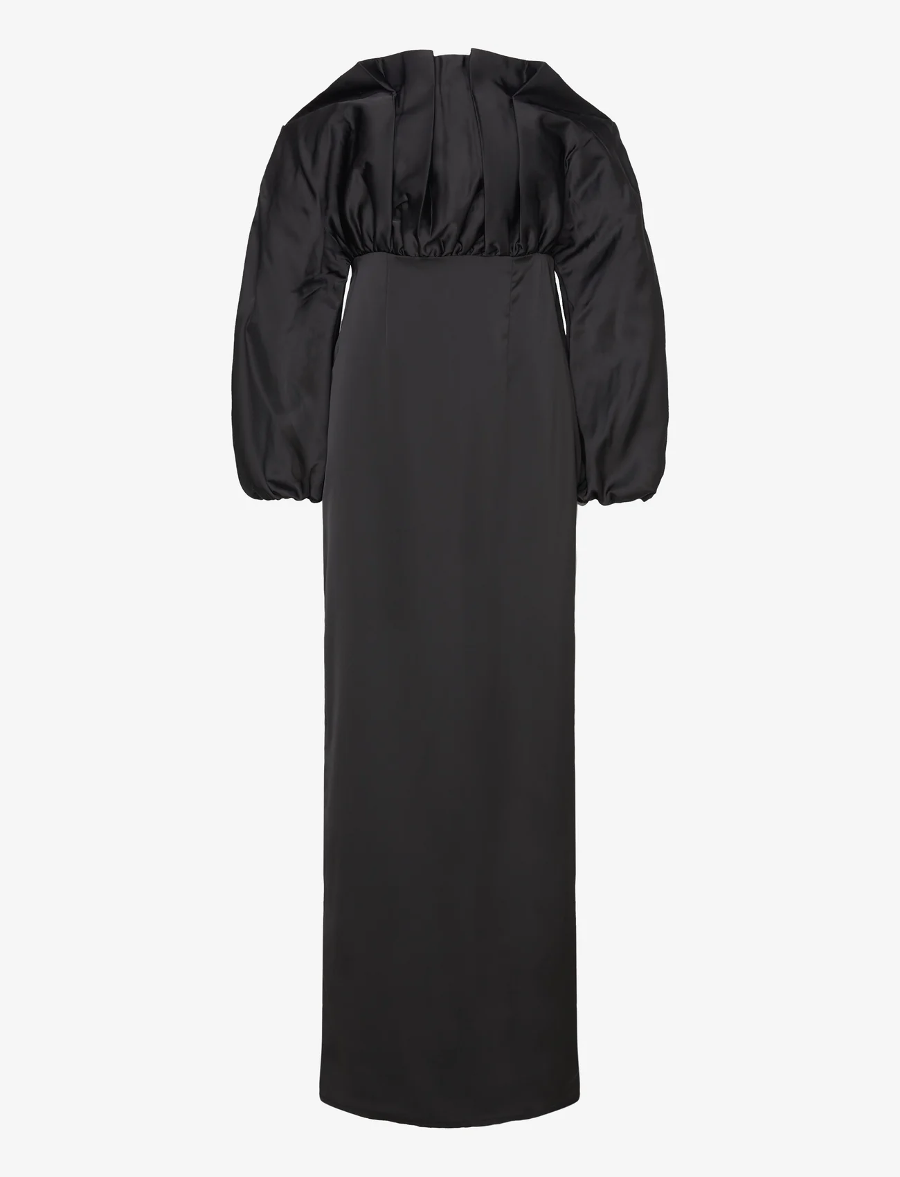 Malina - Charlotte off shoulder satin maxi dress - maxi jurken - black - 0