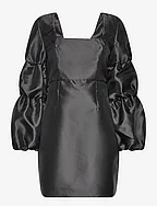 Georgia double pouf sleeve mini dress - BLACK