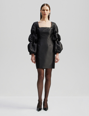 Malina - Georgia double pouf sleeve mini dress - festkläder till outletpriser - black - 2