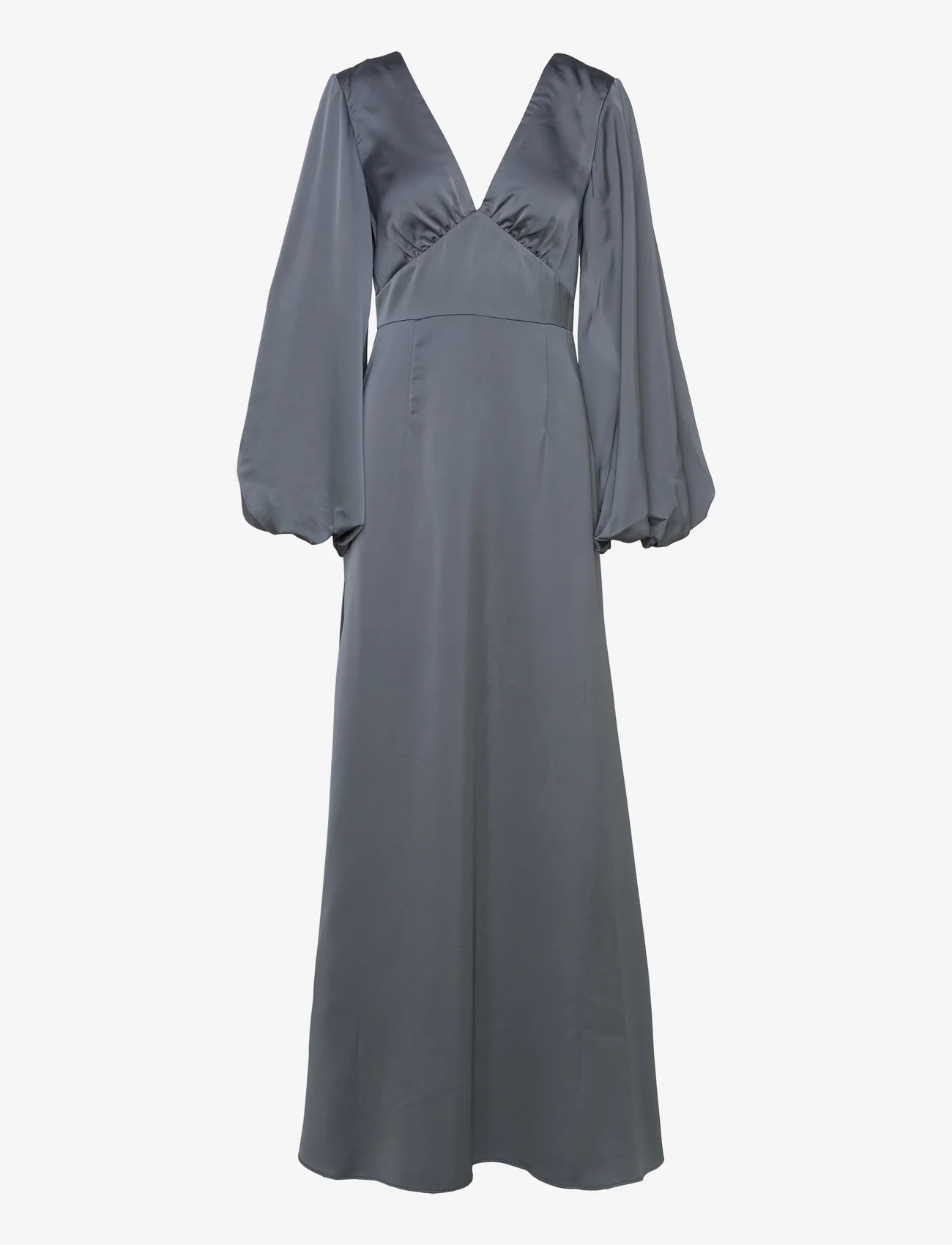 Malina - Addie balloon sleeve v-neck maxi dress - ballīšu apģērbs par outlet cenām - smoke - 0
