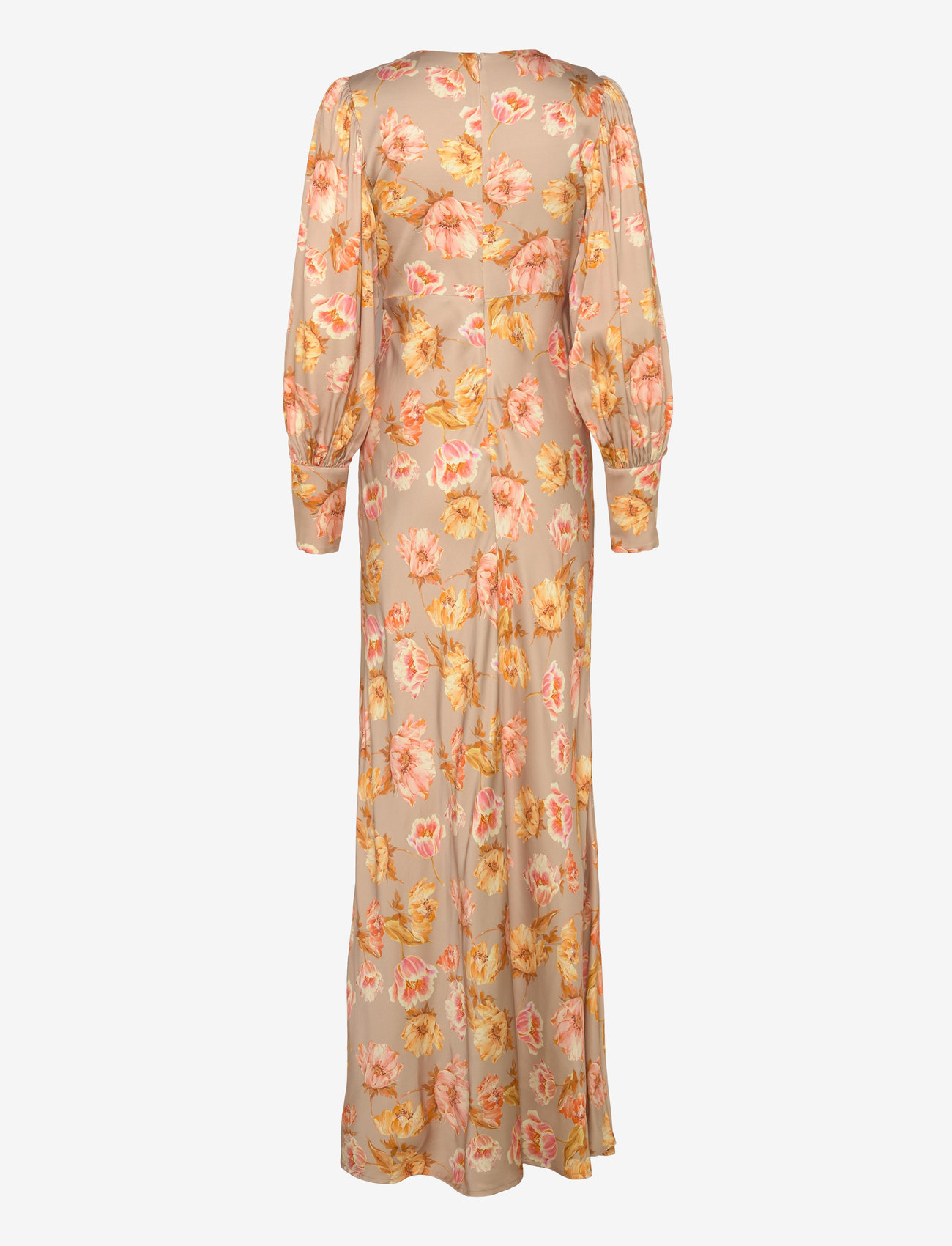 Malina - Alize long sleeved satin maxi dress - champagne peony - 2