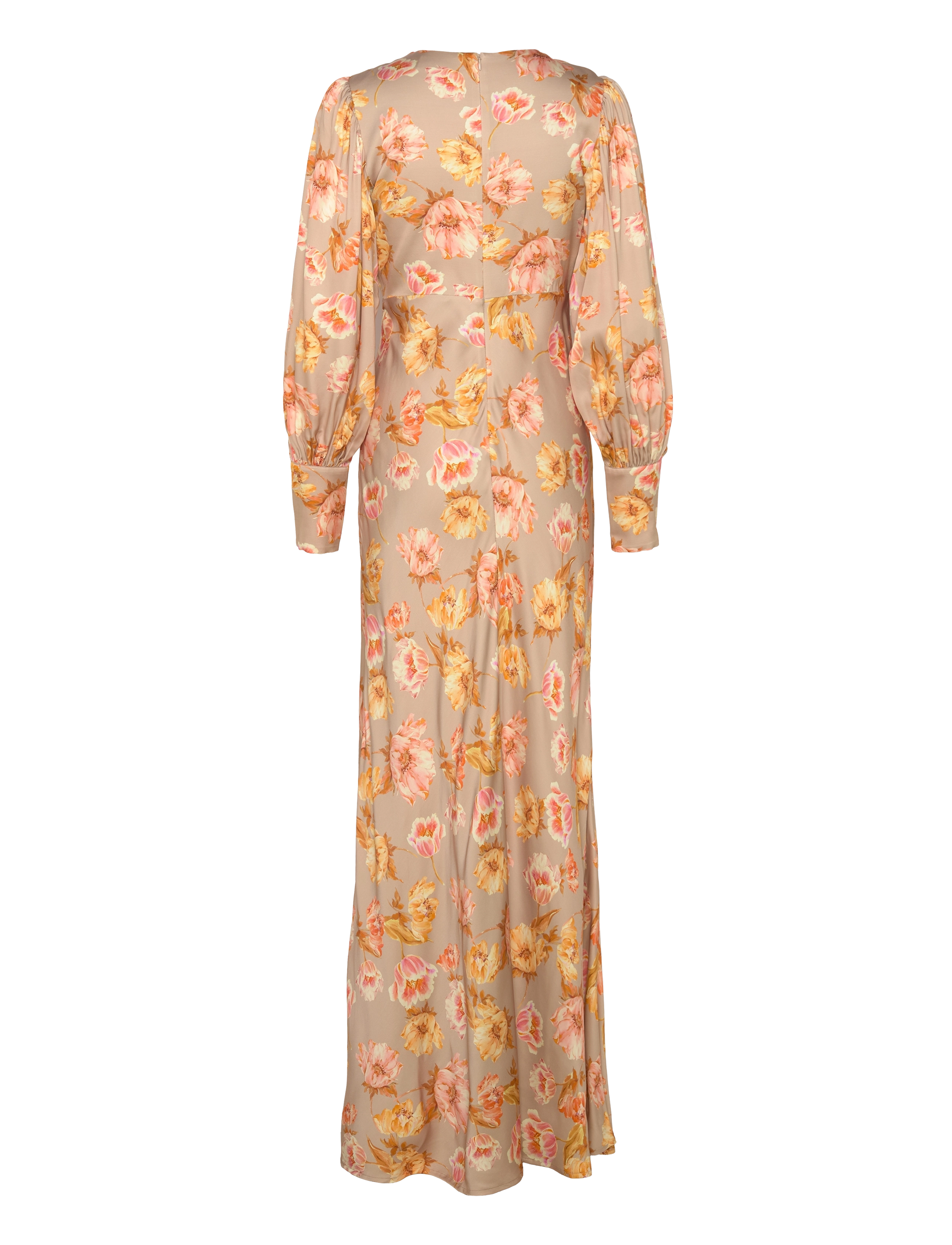 Malina - Alize long sleeved satin maxi dress - champagne peony - 2
