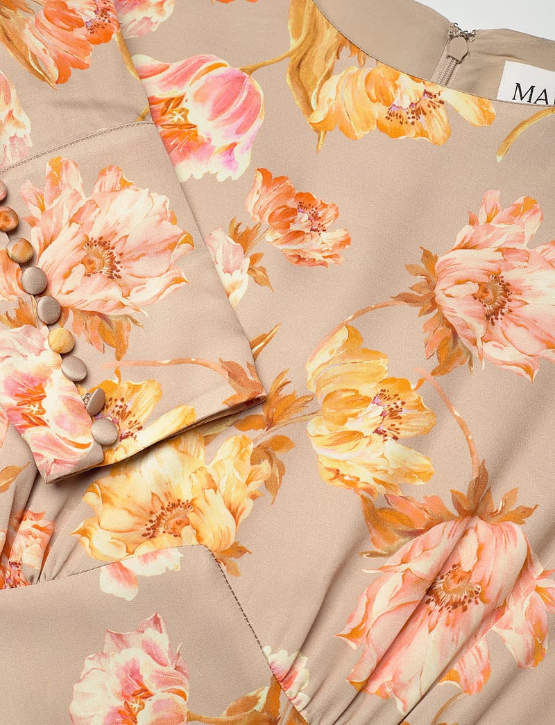 Malina - Alize long sleeved satin maxi dress - champagne peony - 5