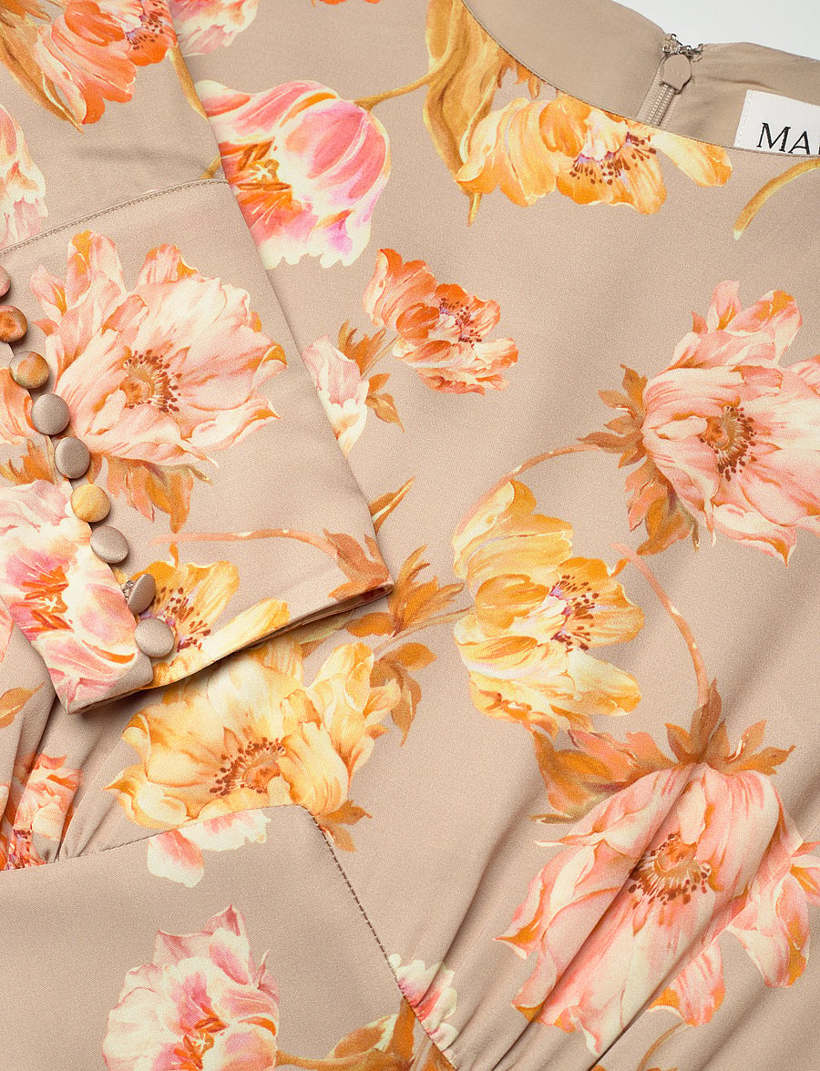 Malina - Alize long sleeved satin maxi dress - champagne peony - 5