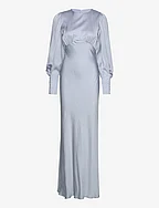 Alize long sleeved satin maxi dress - SKY BLUE