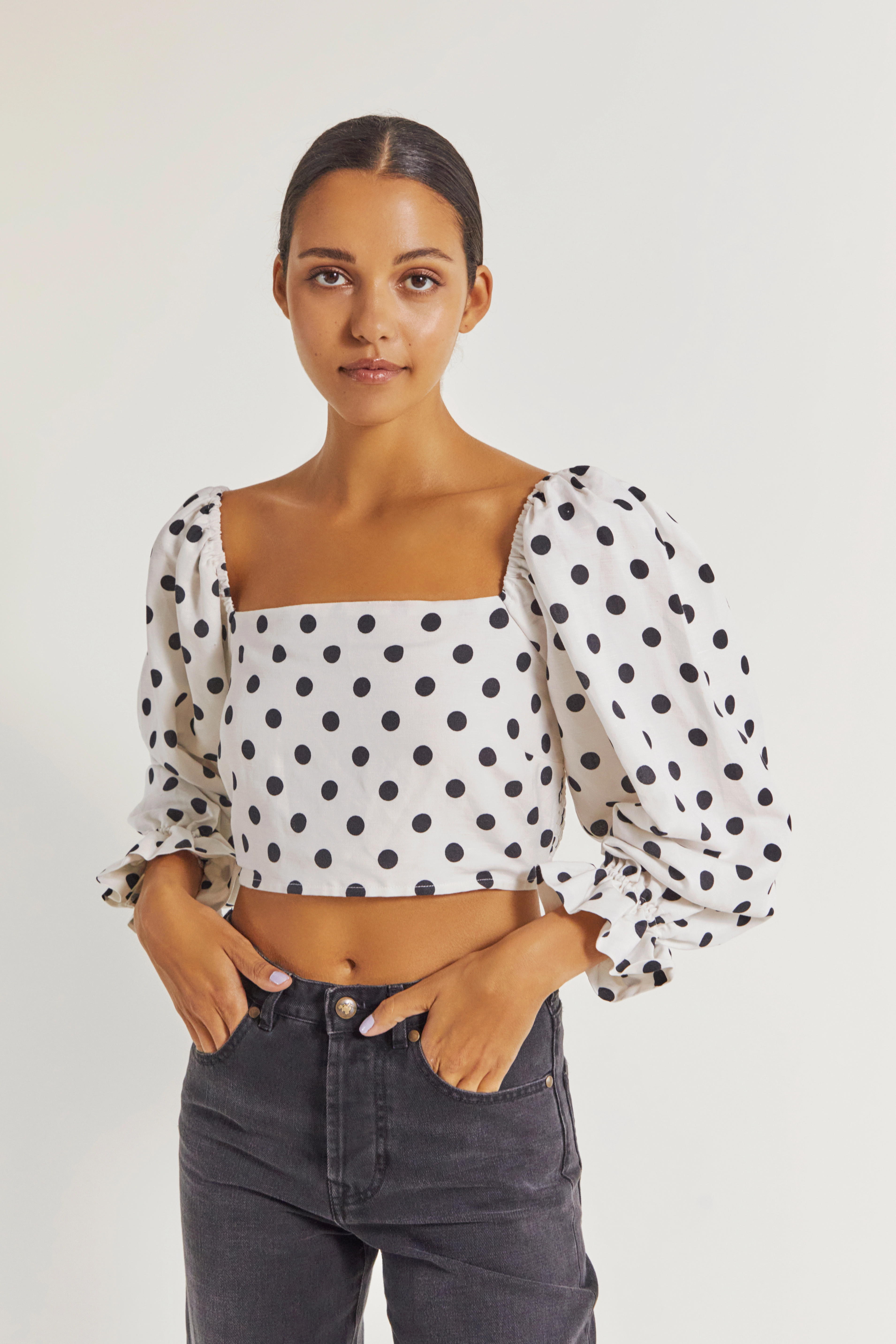 By Malina - Noelle top - polka-dot cream - 3