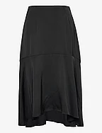 Bonnie midi skirt with frill - BLACK